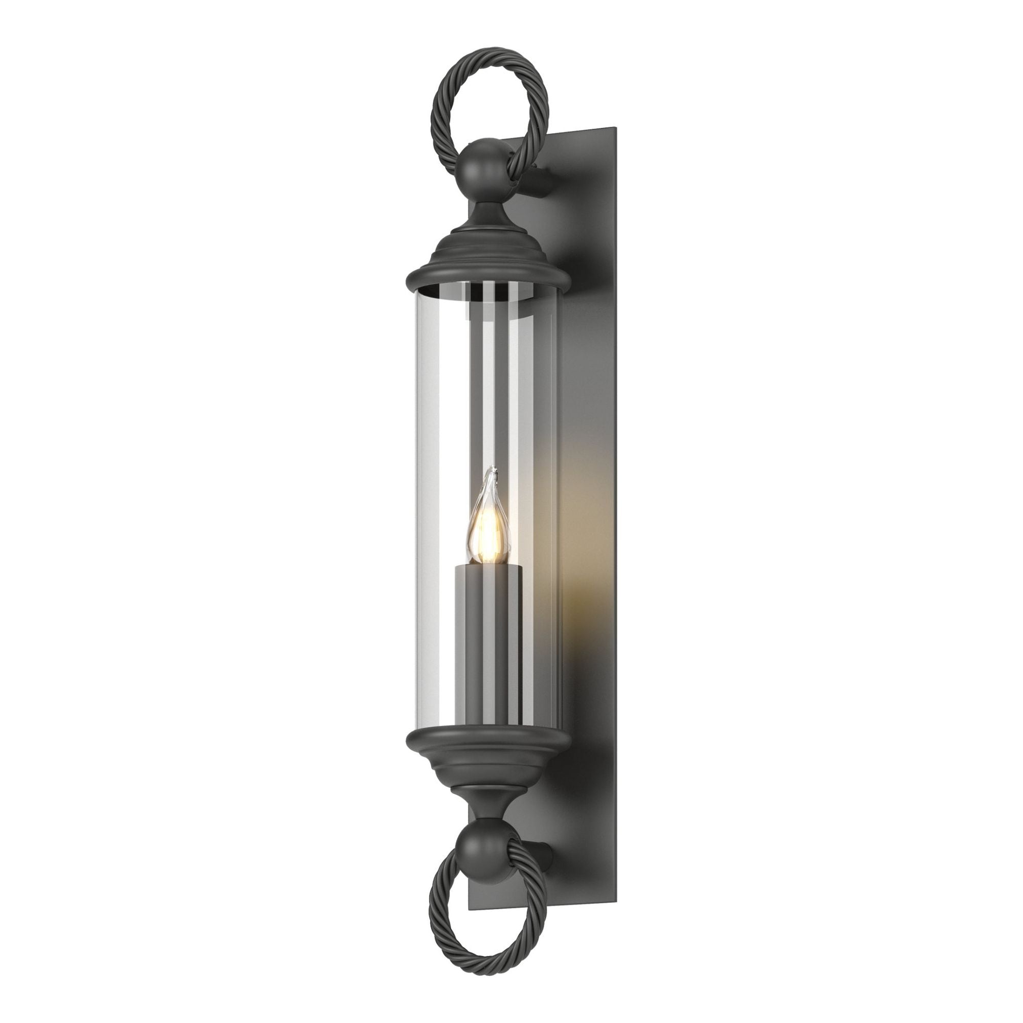 Cavo Large Outdoor Wall Sconce 1-Light Clear Glass (ZM) in Coastal Black