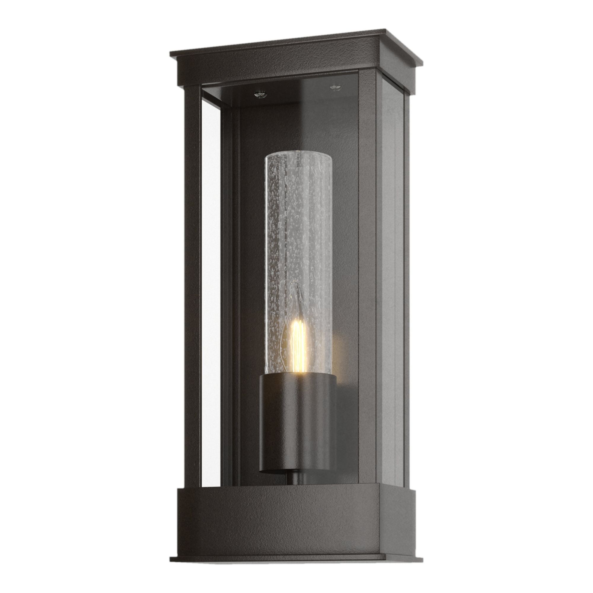 Portico Small Outdoor Sconce 1-Light Seeded Clear Glass (II) in Coastal Oil Rubbed Bronze