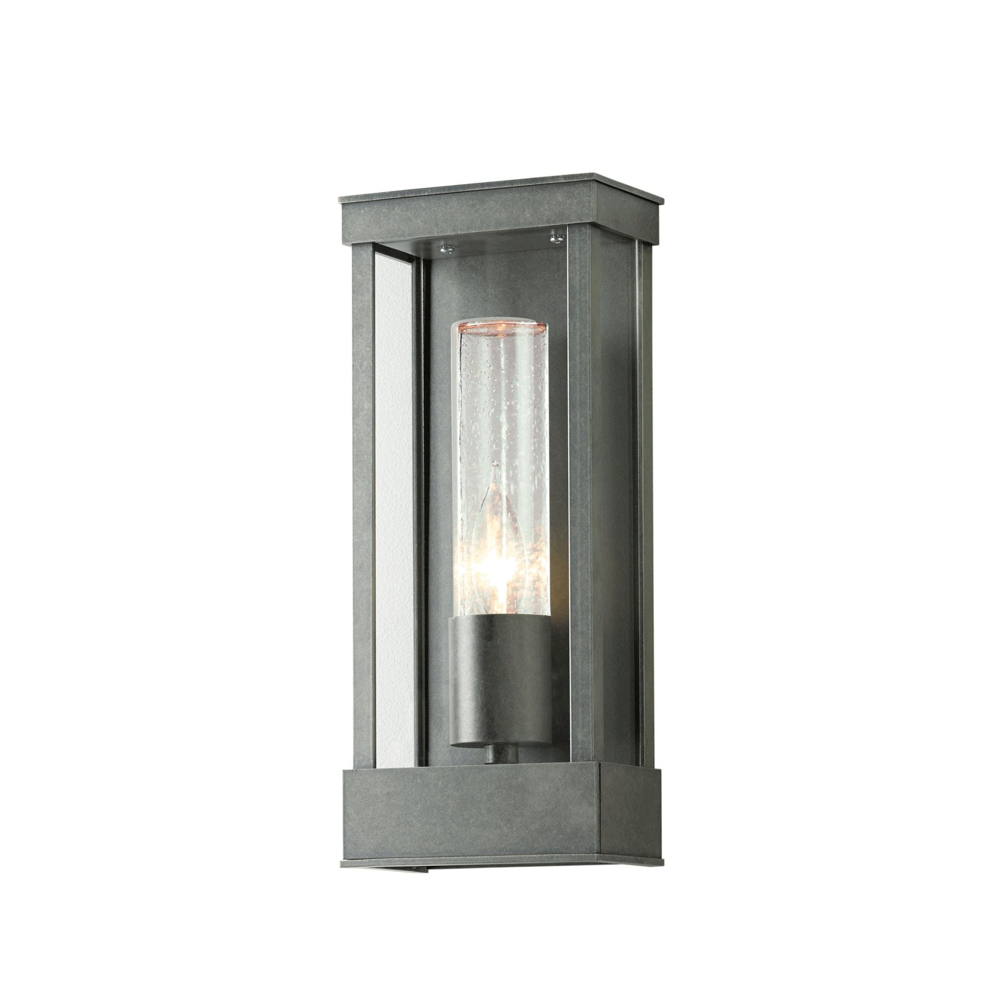 Portico Small Outdoor Sconce 1-Light Seeded Clear Glass (II) in Coastal Burnished Steel