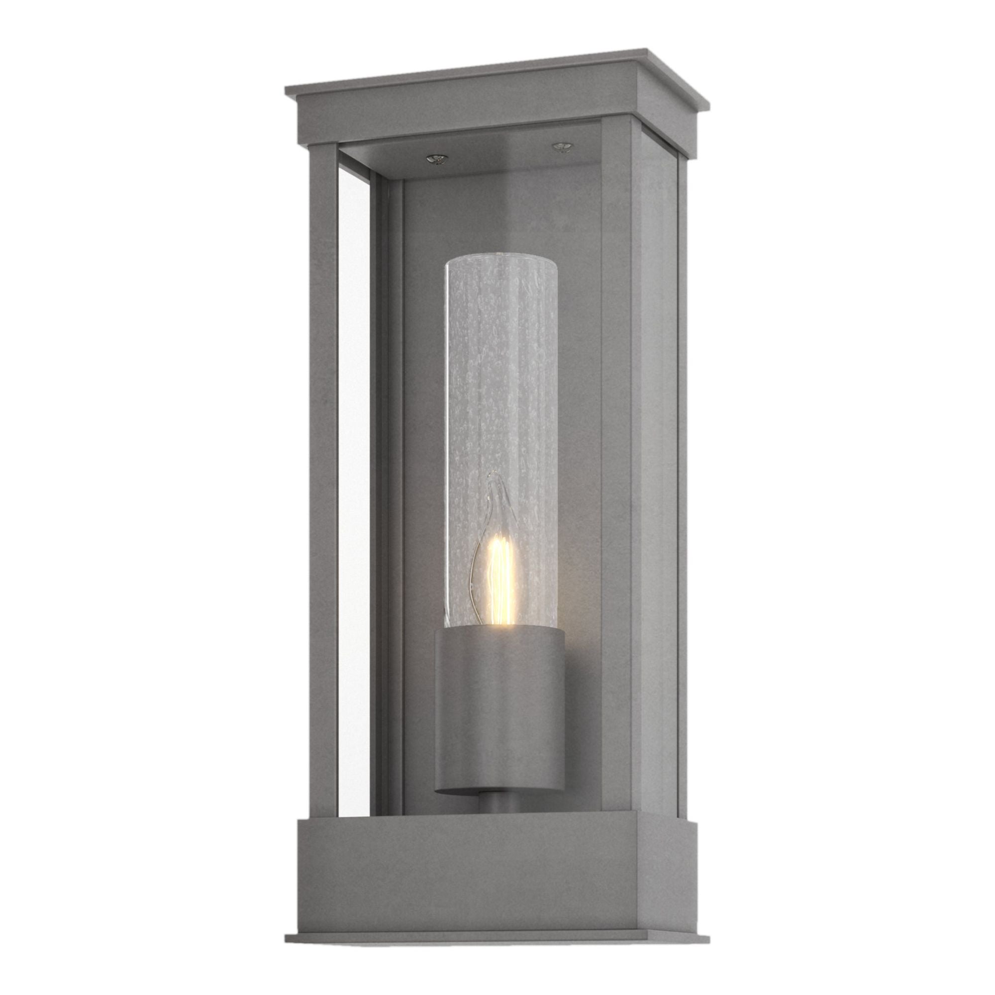 Portico Small Outdoor Sconce 1-Light Seeded Clear Glass (II) in Coastal Burnished Steel