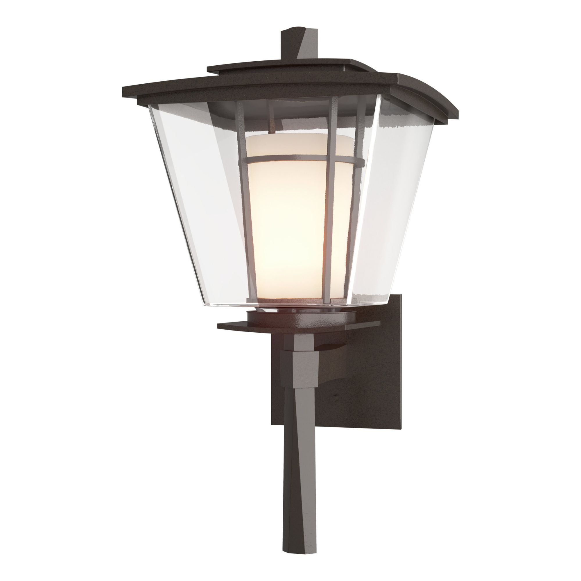 Beacon Hall Outdoor Sconce 1-Light Clear Glass with Opal Diffuser (ZU) in Coastal Oil Rubbed Bronze