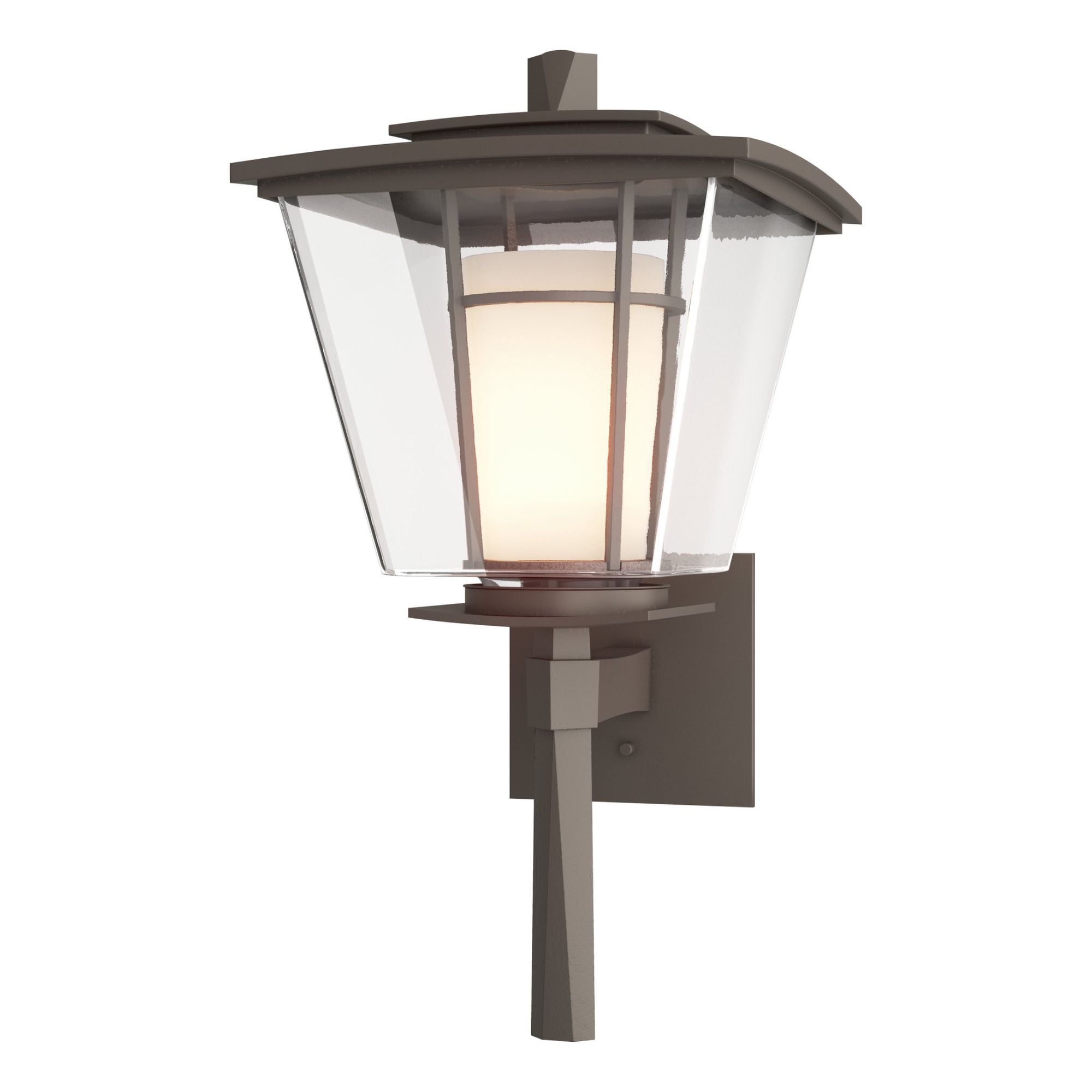 Beacon Hall Outdoor Sconce 1-Light Clear Glass with Opal Diffuser (ZU) in Coastal Dark Smoke
