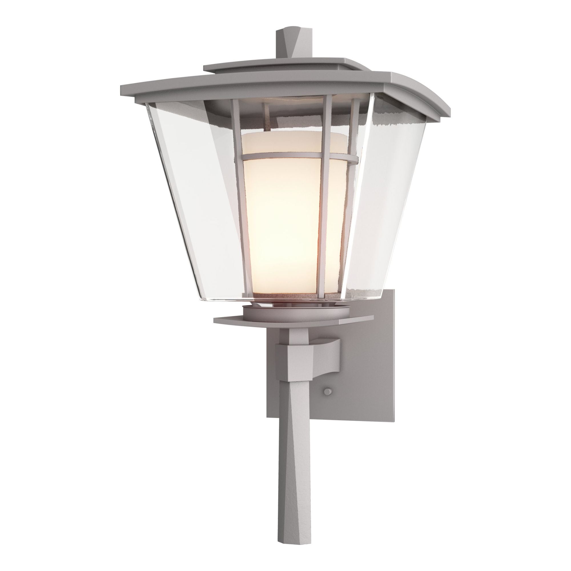 Beacon Hall Outdoor Sconce 1-Light Clear Glass with Opal Diffuser (ZU) in Coastal Burnished Steel