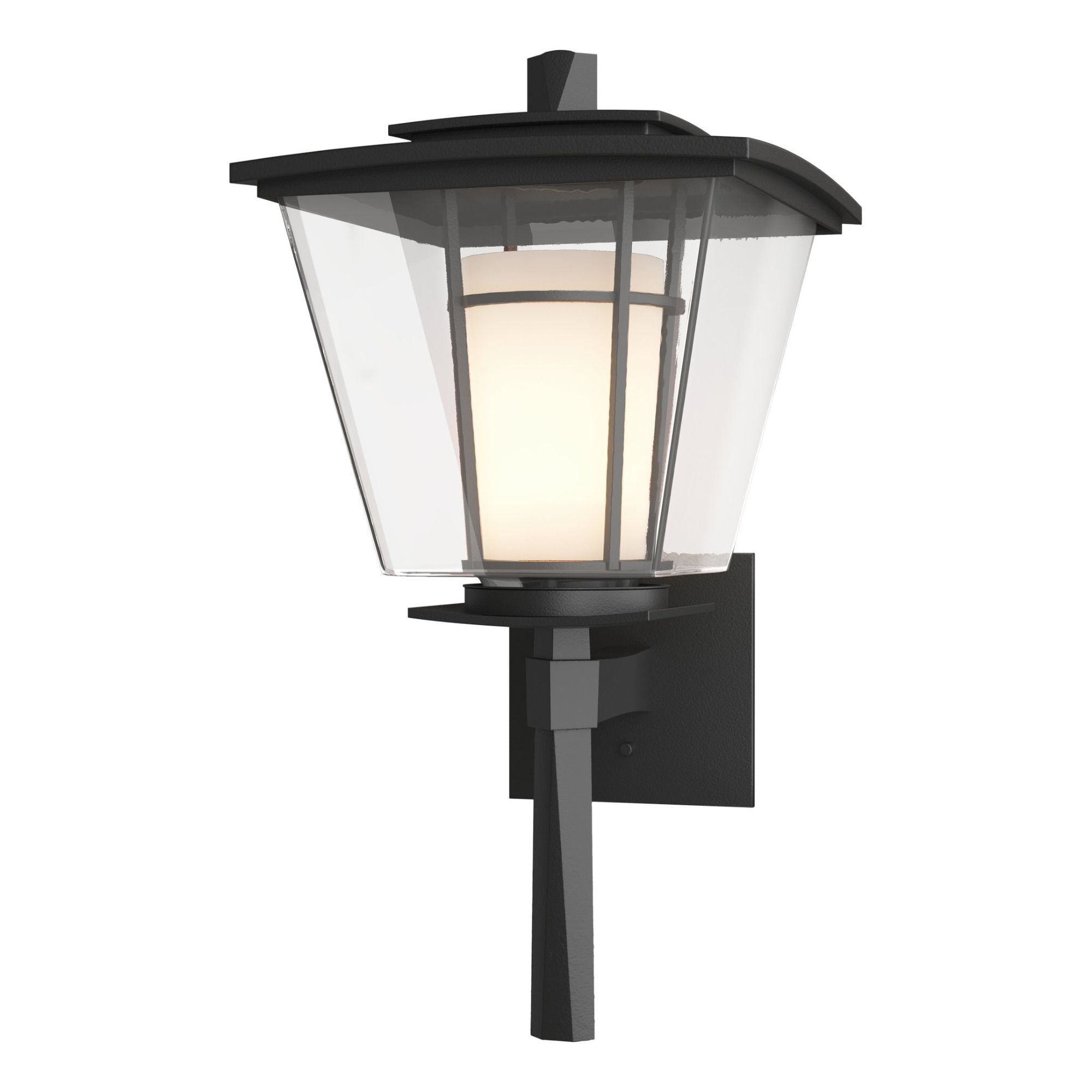 Beacon Hall Outdoor Sconce 1-Light Clear Glass with Opal Diffuser (ZU) in Coastal Black