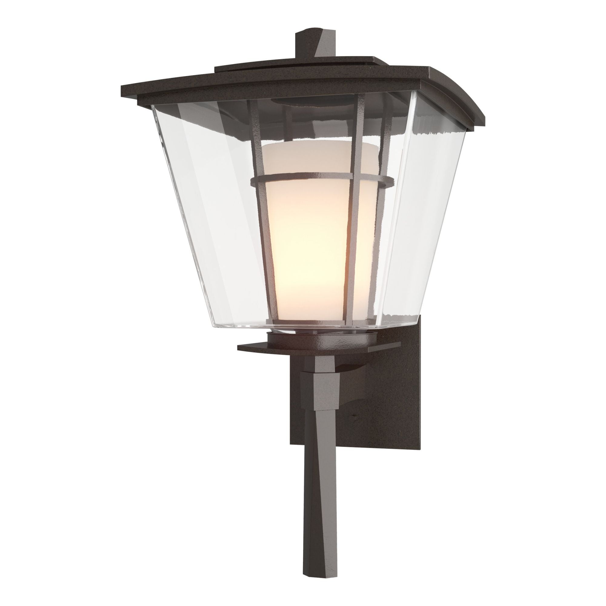 Beacon Hall Large Outdoor Sconce 1-Light Clear Glass with Opal Diffuser (ZU) in Coastal Oil Rubbed Bronze