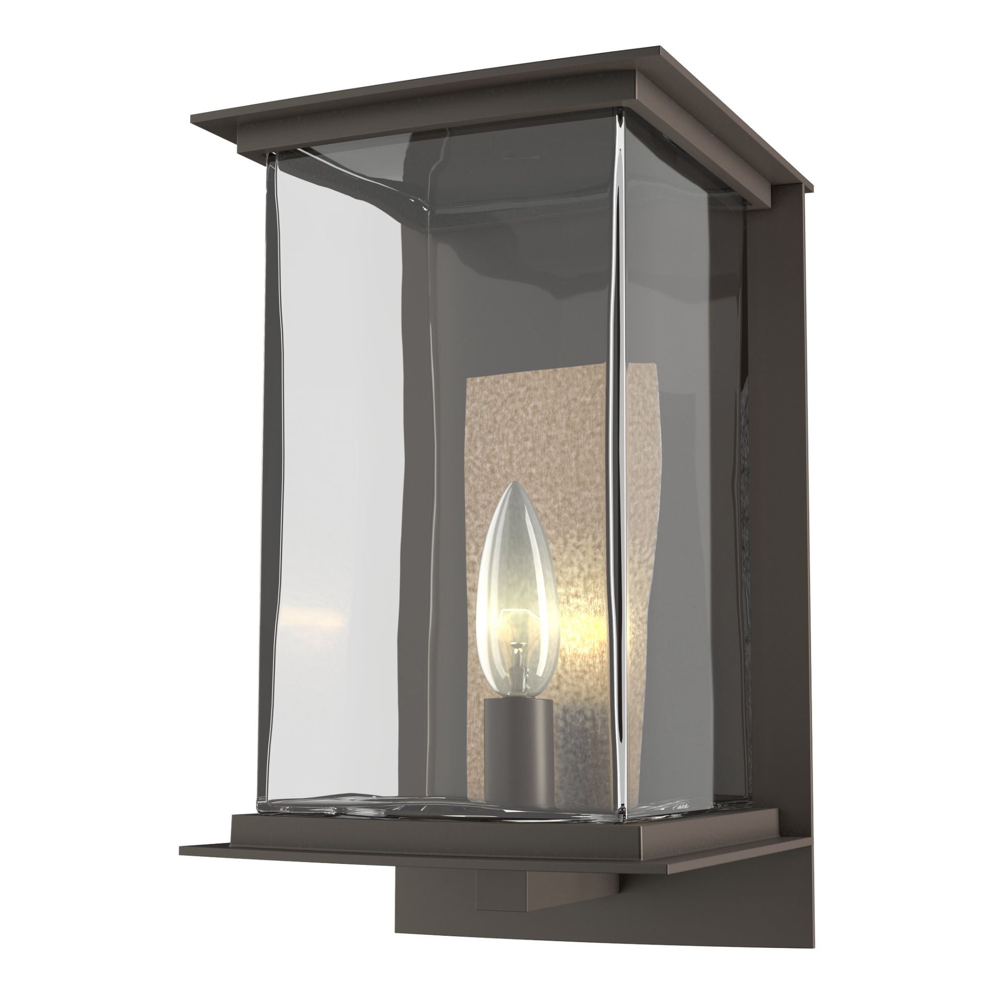 Kingston Outdoor Medium Sconce 1-Light Translucent Soft Gold Accent Clear Glass (ZM) in Coastal Dark Smoke