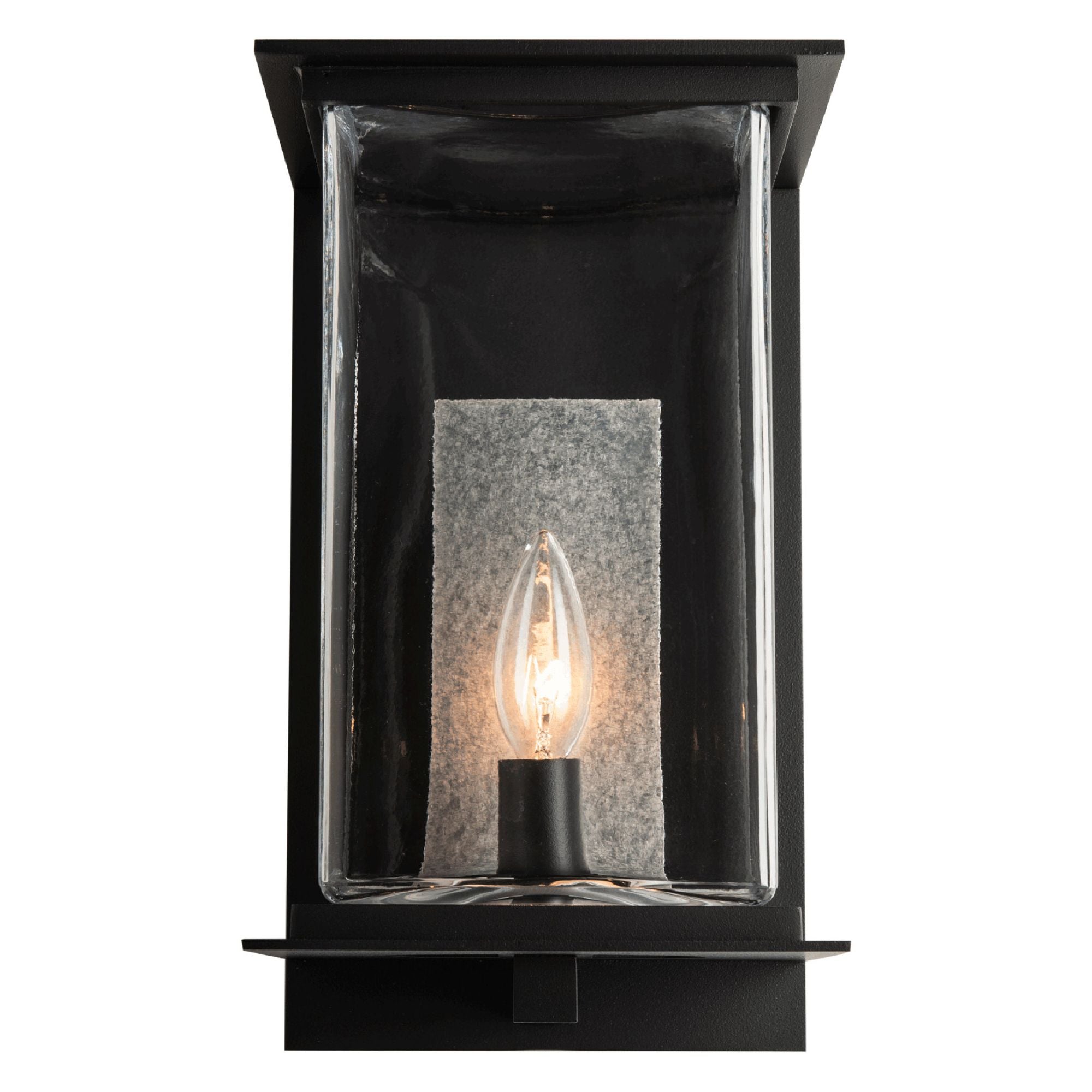 Kingston Outdoor Medium Sconce 1-Light Translucent Vintage Platinum Accent Clear Glass (ZM) in Coastal Black