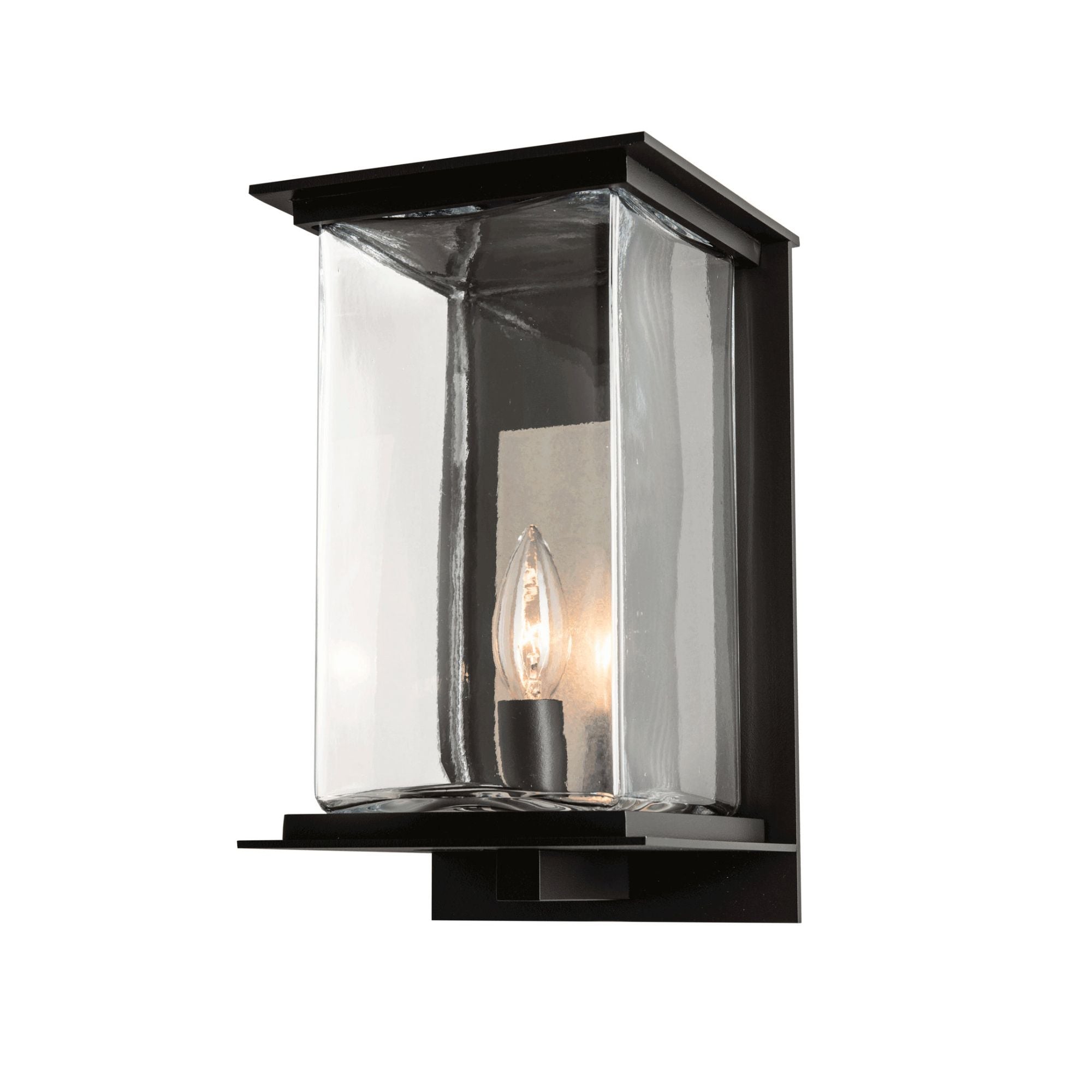 Kingston Outdoor Medium Sconce 1-Light Translucent Vintage Platinum Accent Clear Glass (ZM) in Coastal Black