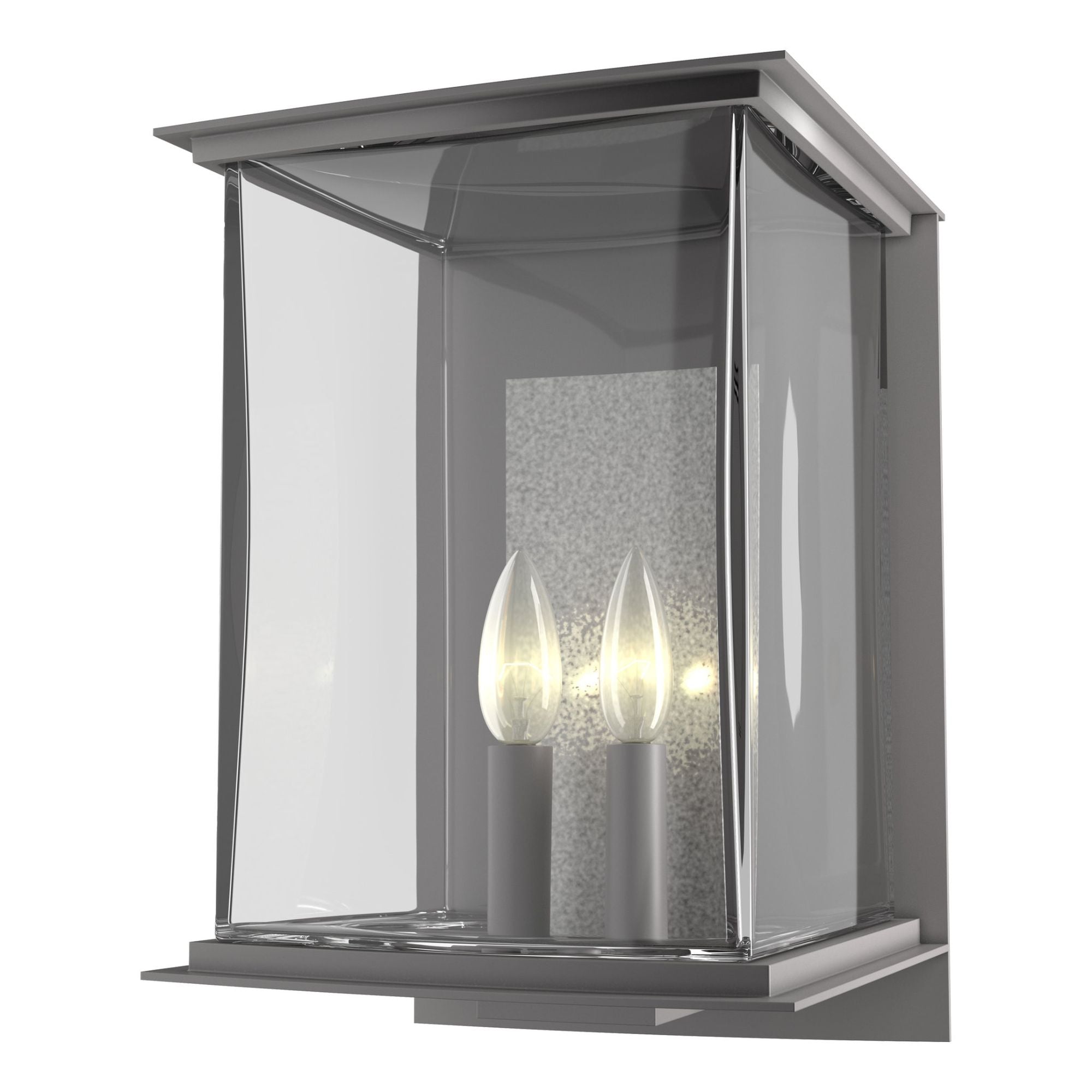 Kingston Outdoor Large Sconce 2-Light Translucent Vintage Platinum Accent Clear Glass (ZM) in Coastal Burnished Steel