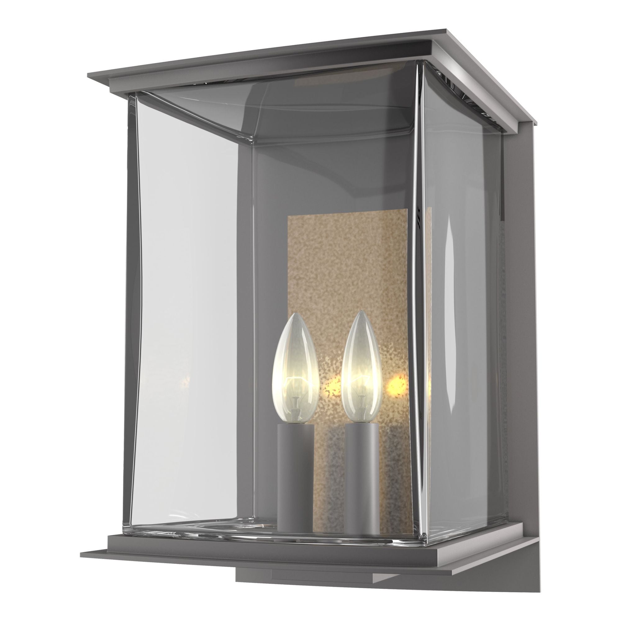 Kingston Outdoor Large Sconce 2-Light Translucent Soft Gold Accent Clear Glass (ZM) in Coastal Burnished Steel