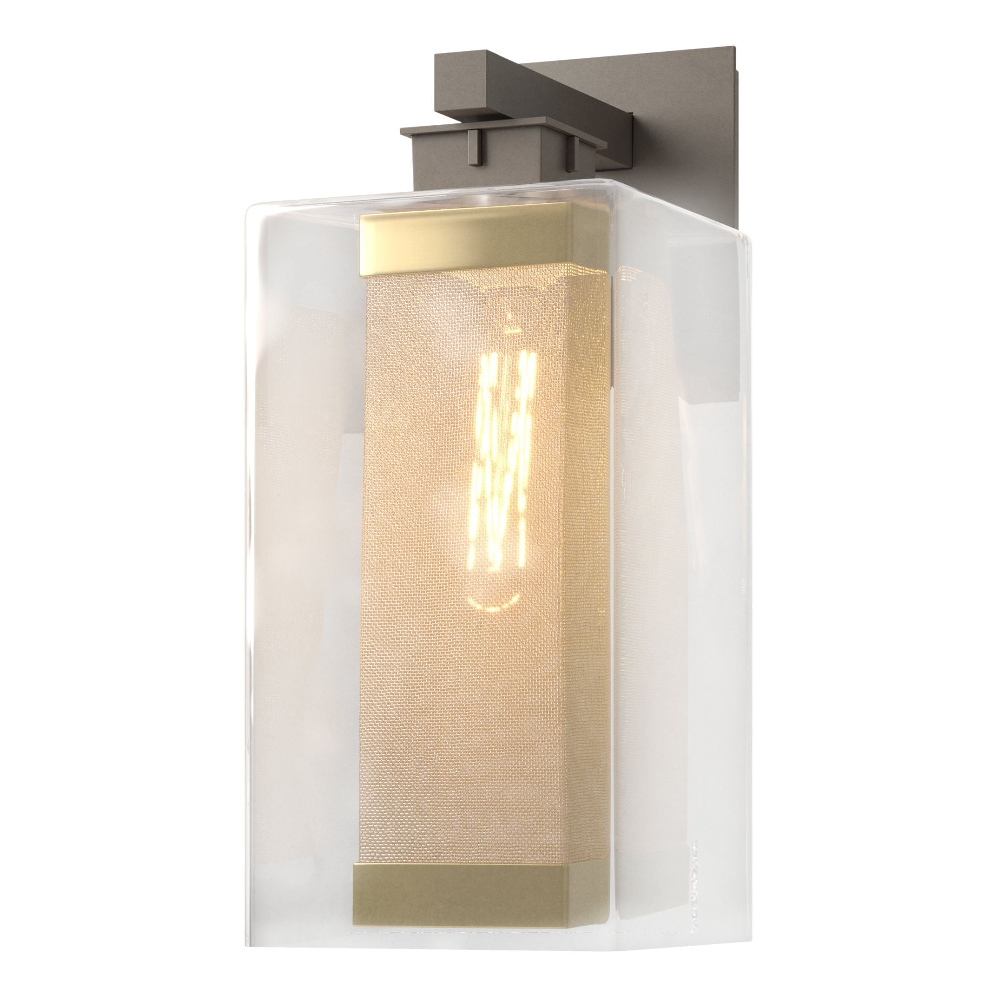 Polaris Outdoor Large Sconce 1-Light Coastal Gold Accent Clear Glass (ZM) in Coastal Dark Smoke