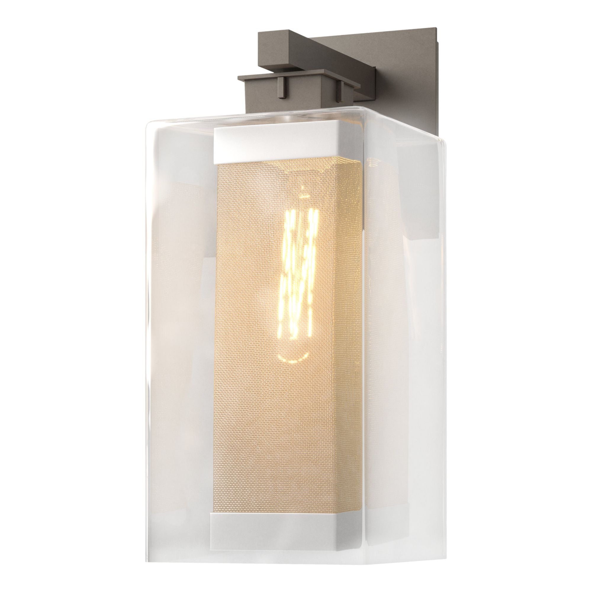 Polaris Outdoor Large Sconce 1-Light Coastal Silver Accent Clear Glass (ZM) in Coastal Dark Smoke