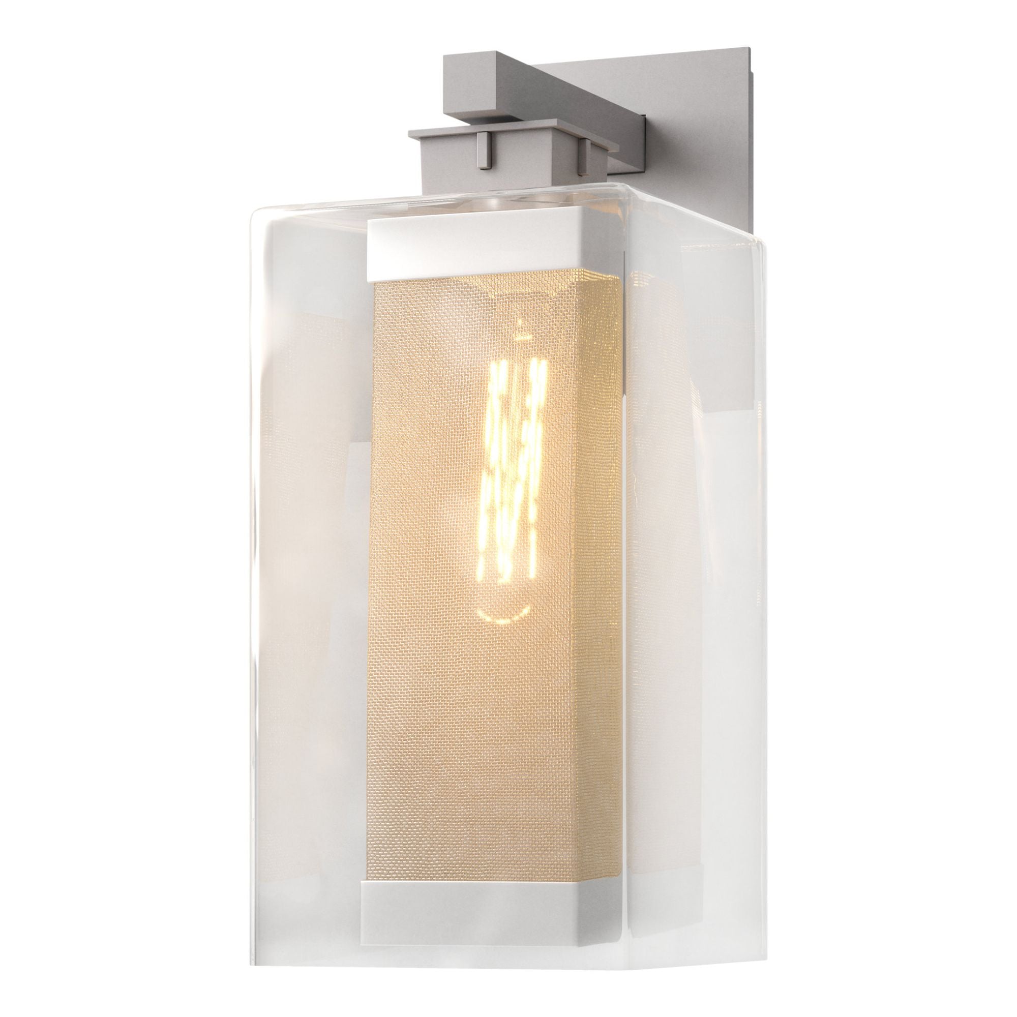 Polaris Outdoor Large Sconce 1-Light Coastal Silver Accent Clear Glass (ZM) in Coastal Burnished Steel