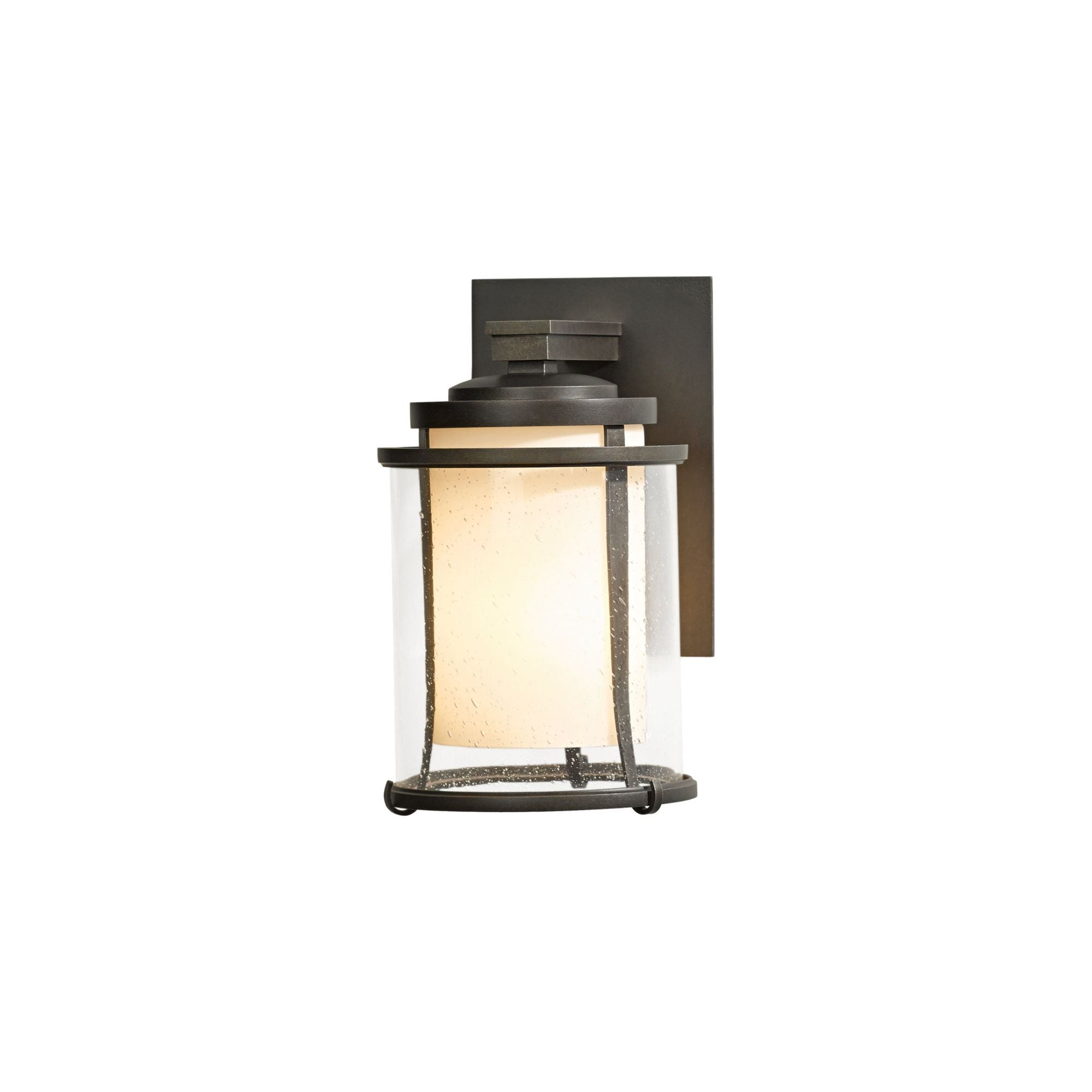 Meridian Small Outdoor Sconce 1-Light Seeded Glass with Opal Diffuser (ZS) in Coastal Dark Smoke