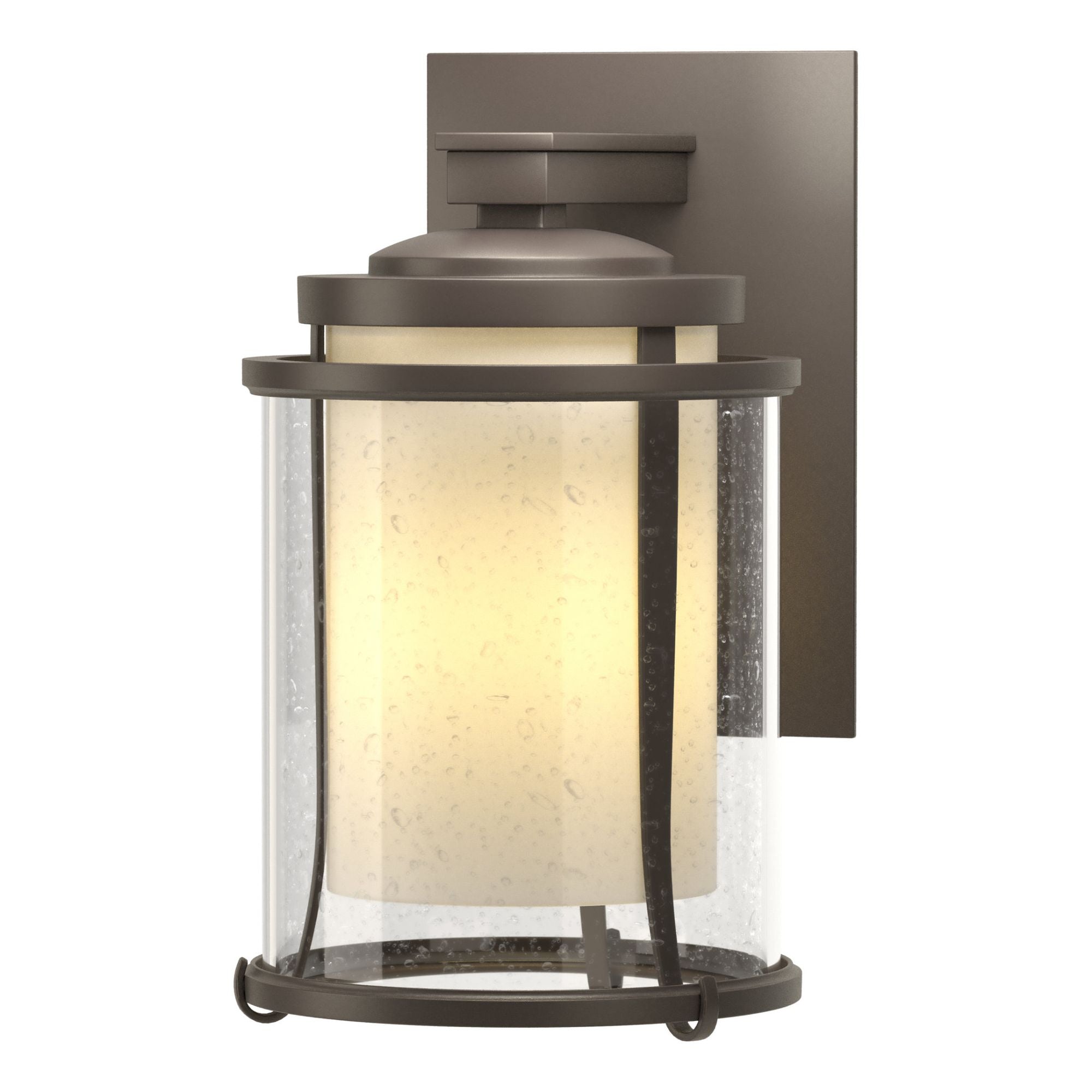 Meridian Small Outdoor Sconce 1-Light Seeded Glass with Opal Diffuser (ZS) in Coastal Dark Smoke