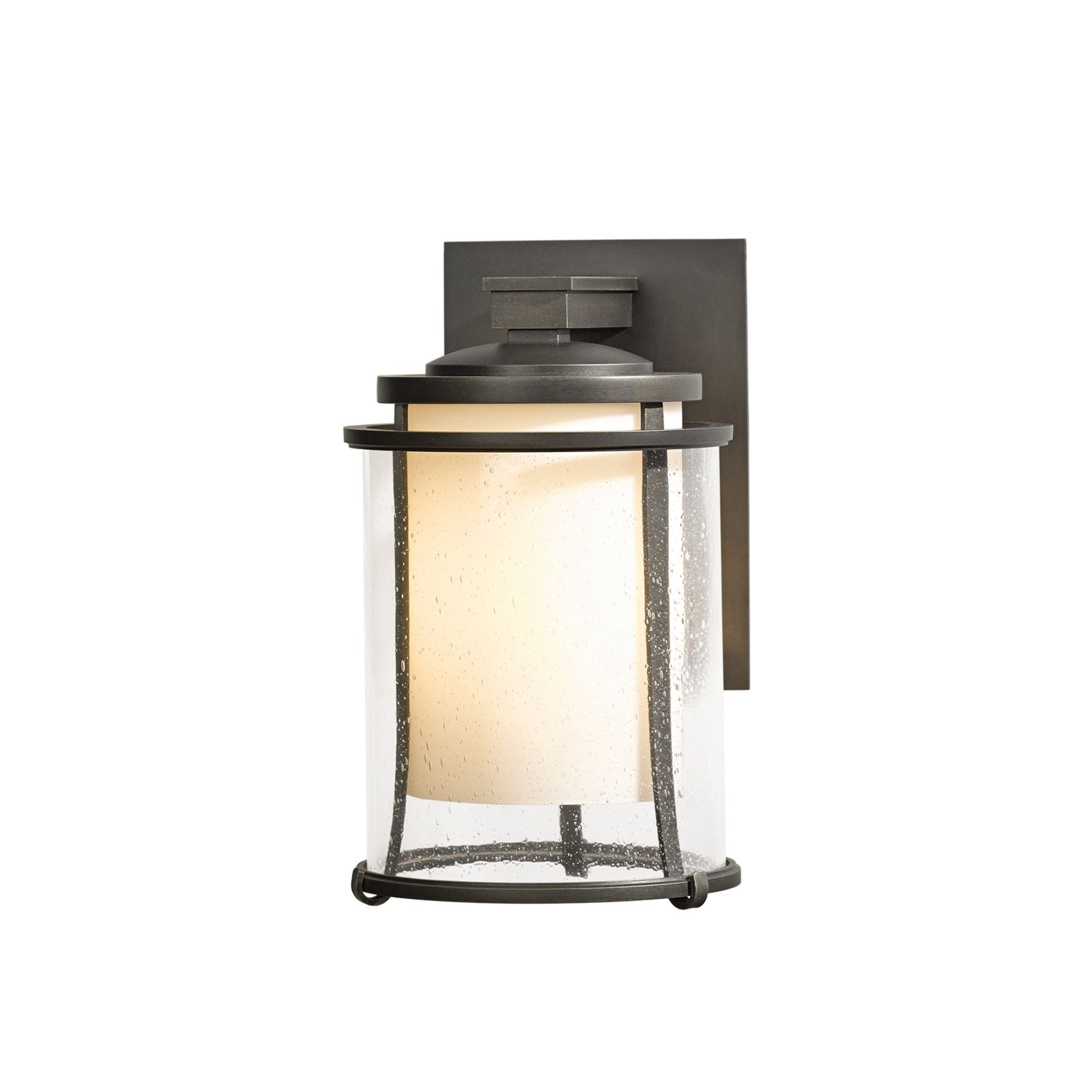 Meridian Outdoor Sconce 1-Light Seeded Glass with Opal Diffuser (ZS) in Coastal Dark Smoke