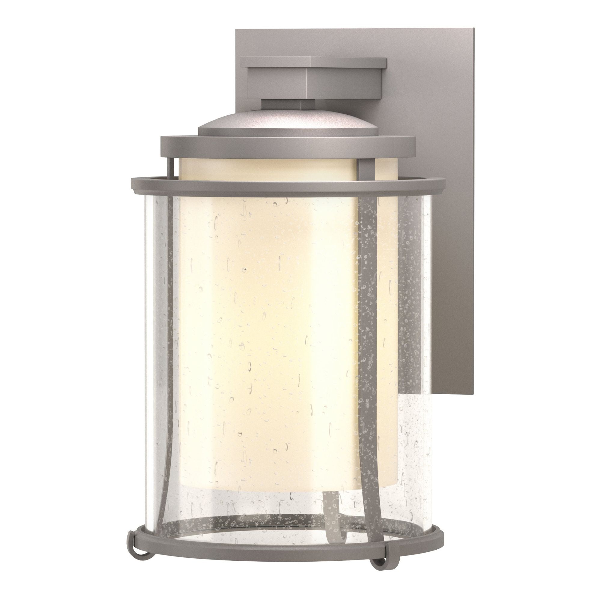 Meridian Outdoor Sconce 1-Light Seeded Glass with Opal Diffuser (ZS) in Coastal Burnished Steel
