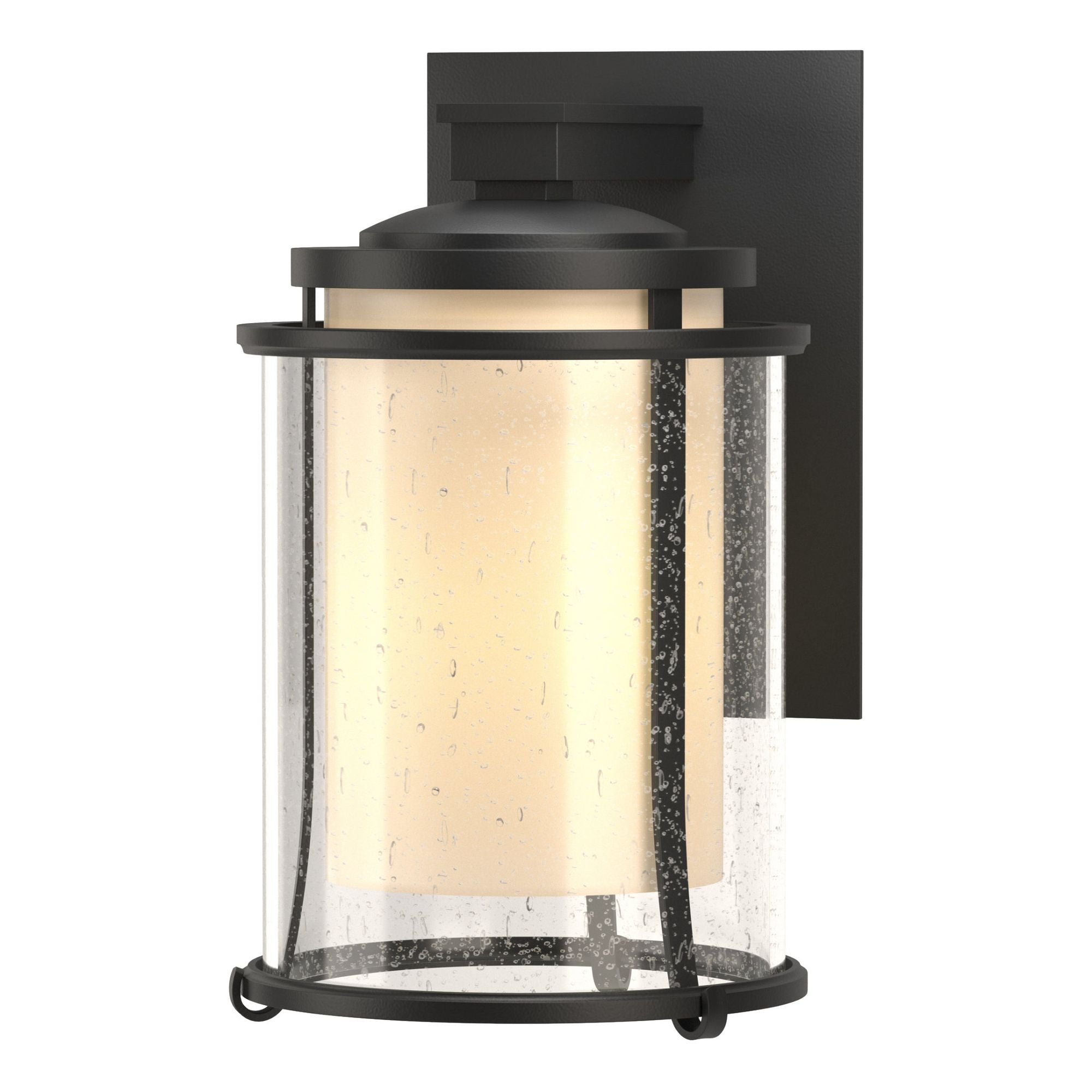 Meridian Outdoor Sconce 1-Light Seeded Glass with Opal Diffuser (ZS) in Coastal Black
