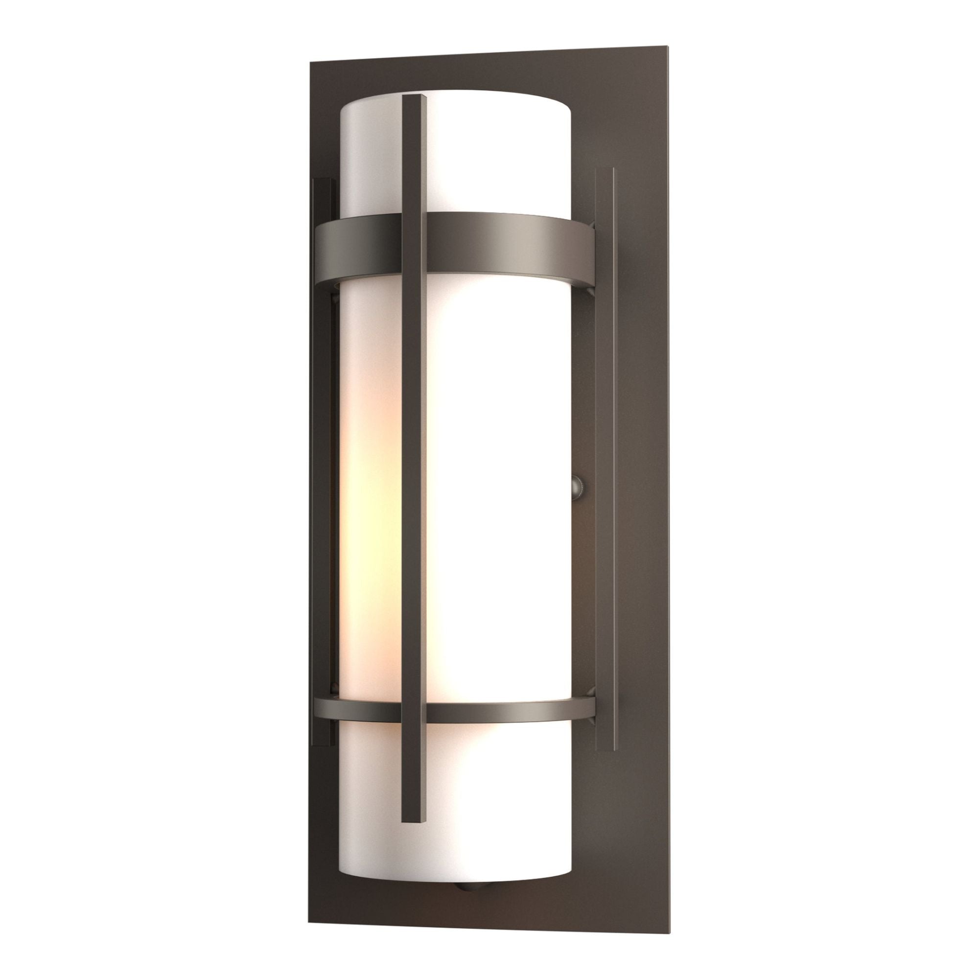 Banded Small Outdoor Sconce 1-Light Opal Glass (GG) in Coastal Dark Smoke