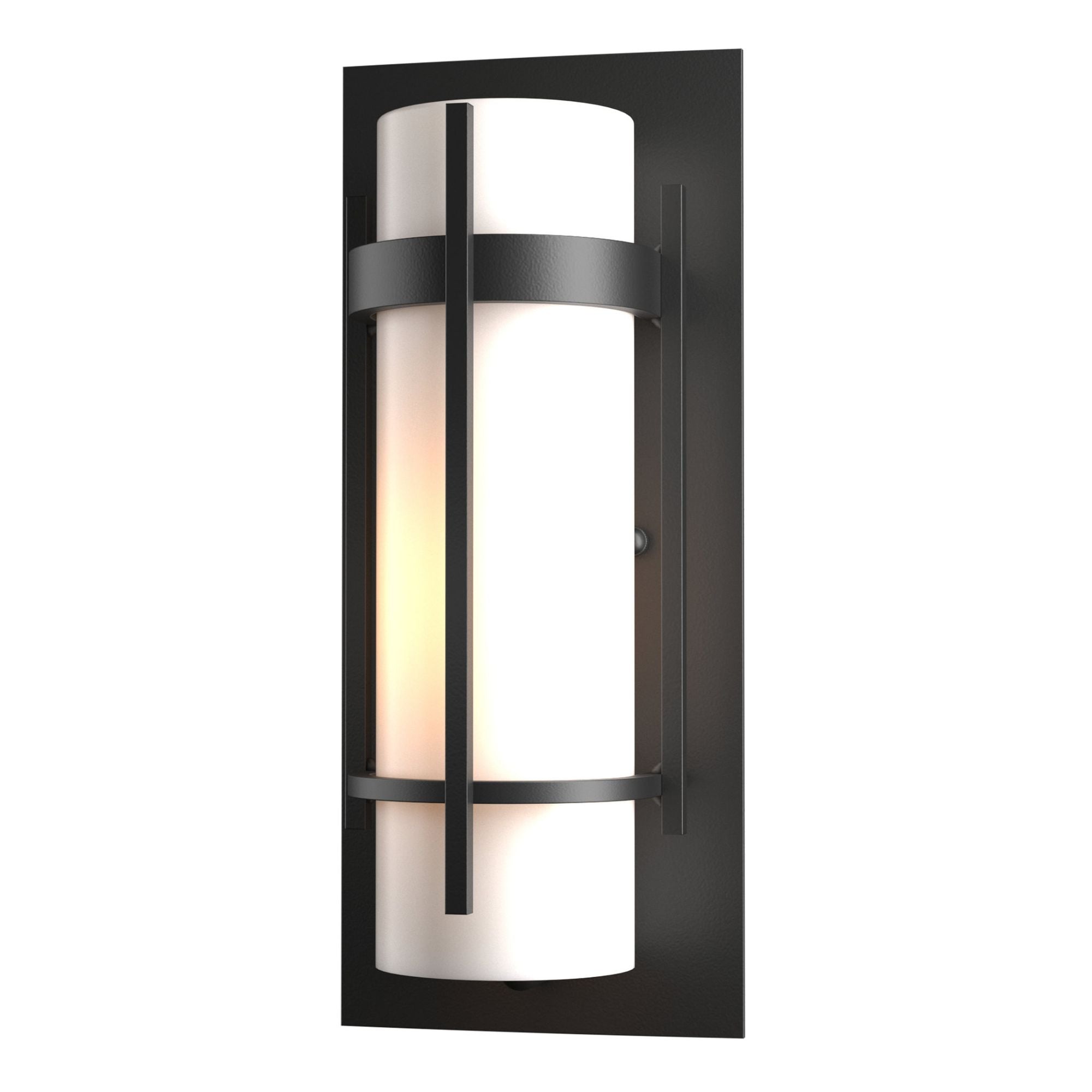 Banded Small Outdoor Sconce 1-Light Opal Glass (GG) in Coastal Black