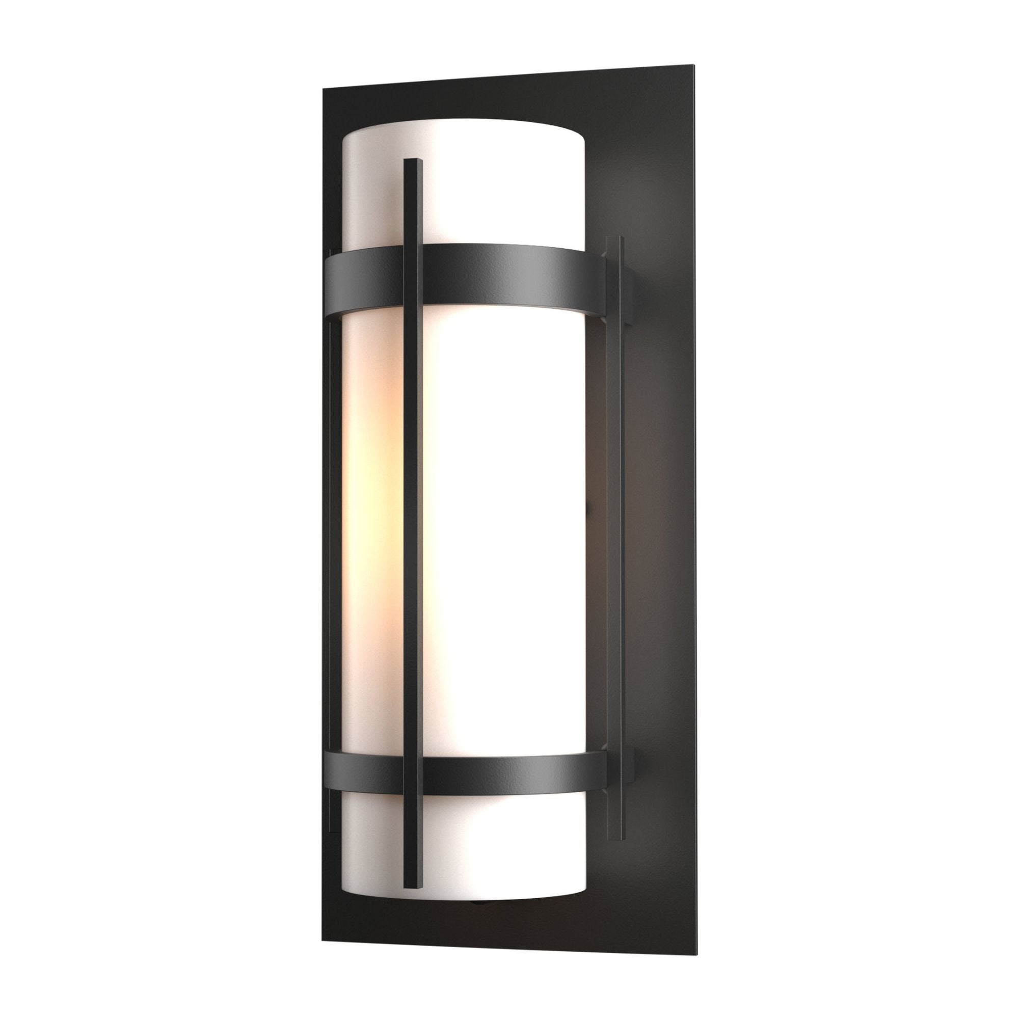 Banded Outdoor Sconce 1-Light Opal Glass (GG) in Coastal Black