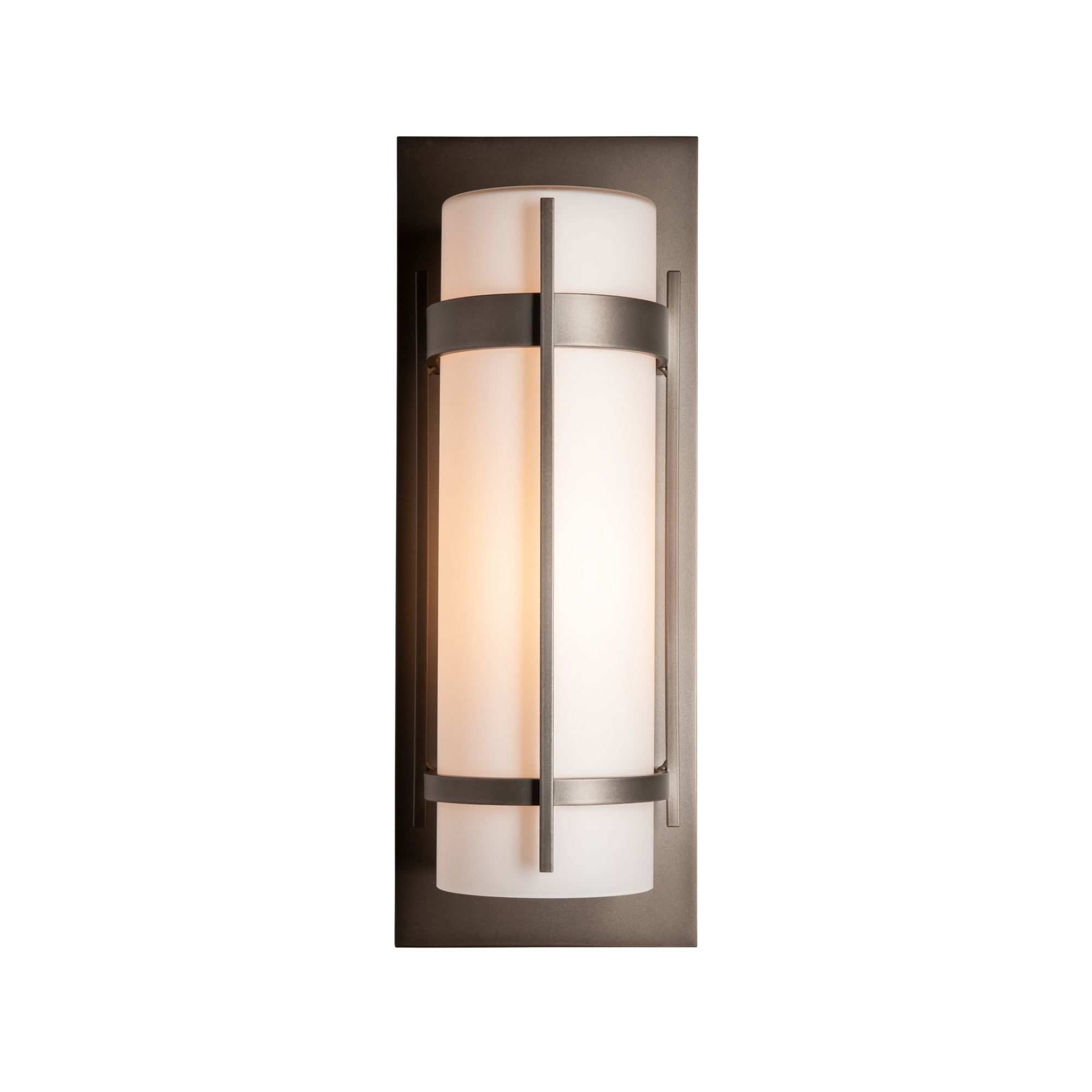Banded Large Outdoor Sconce 1-Light Opal Glass (GG) in Coastal Dark Smoke