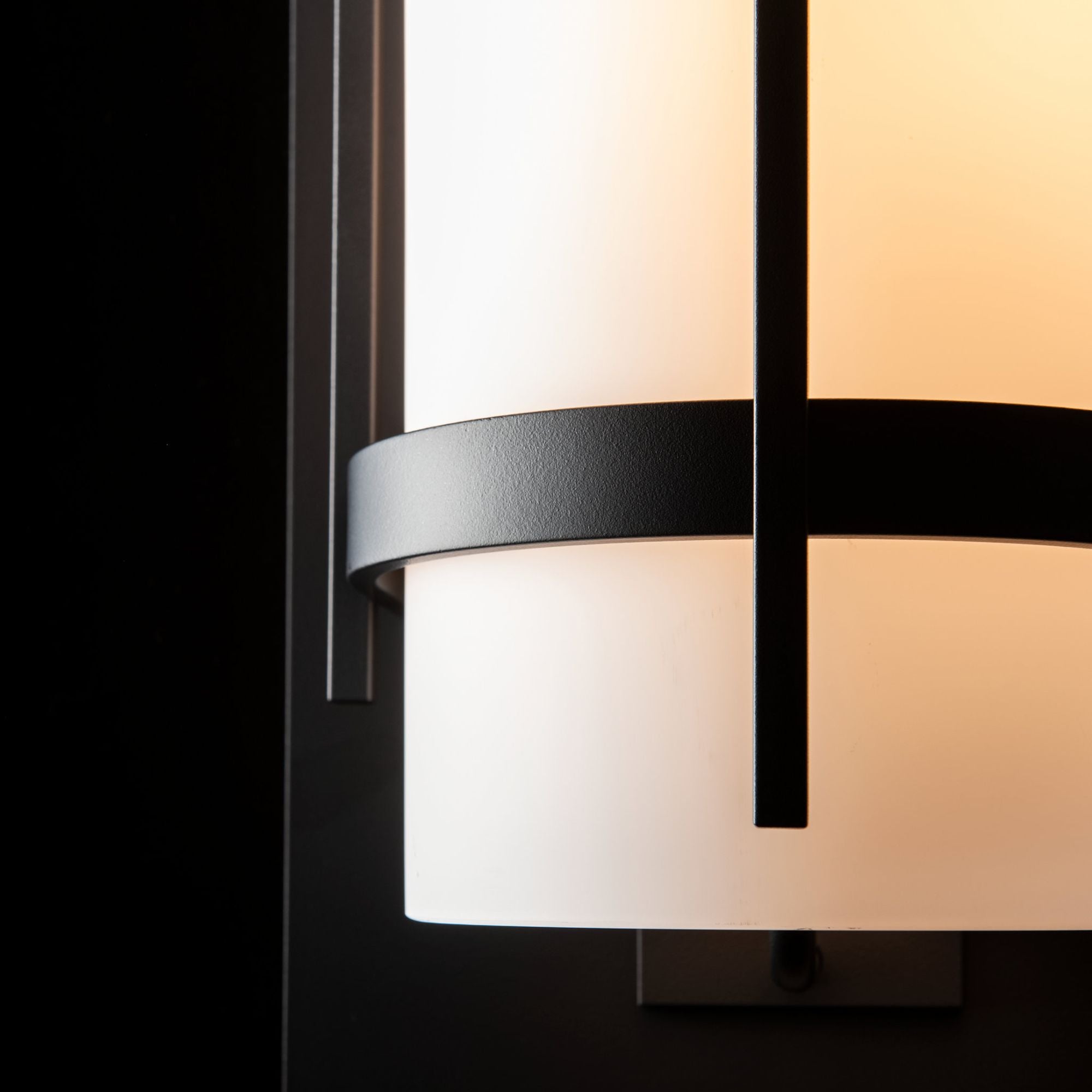 Banded Extra Large Outdoor Sconce 1-Light Opal Glass (GG) in Coastal Black