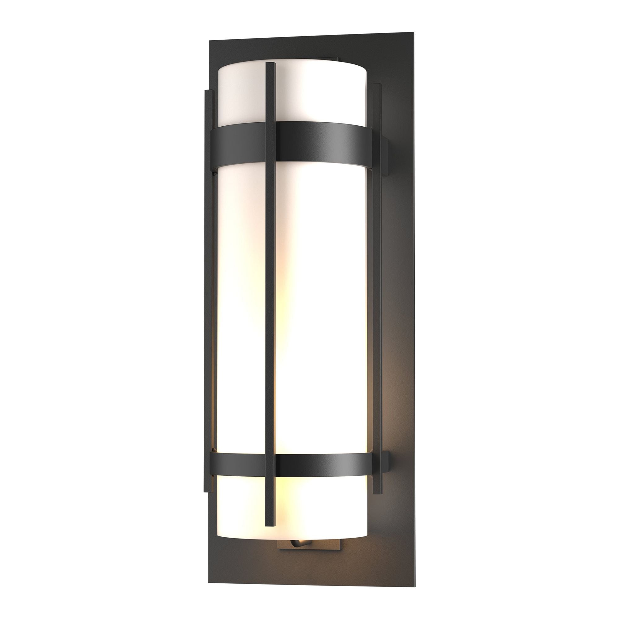 Banded Extra Large Outdoor Sconce 1-Light Opal Glass (GG) in Coastal Black