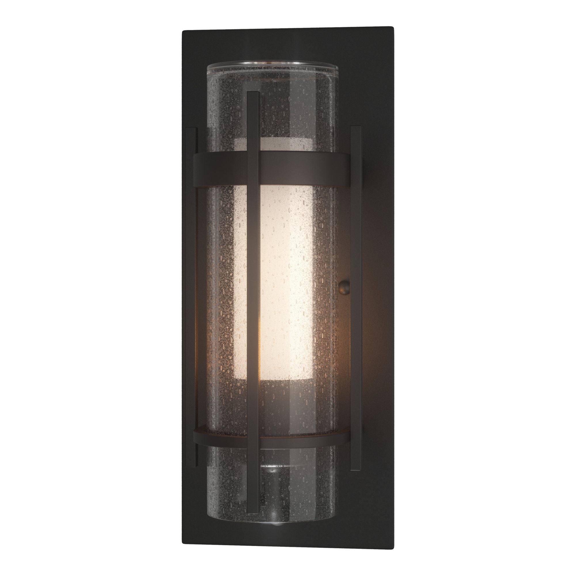 Torch Small Outdoor Sconce 1-Light Seeded Glass with Opal Diffuser (ZS) in Coastal Black