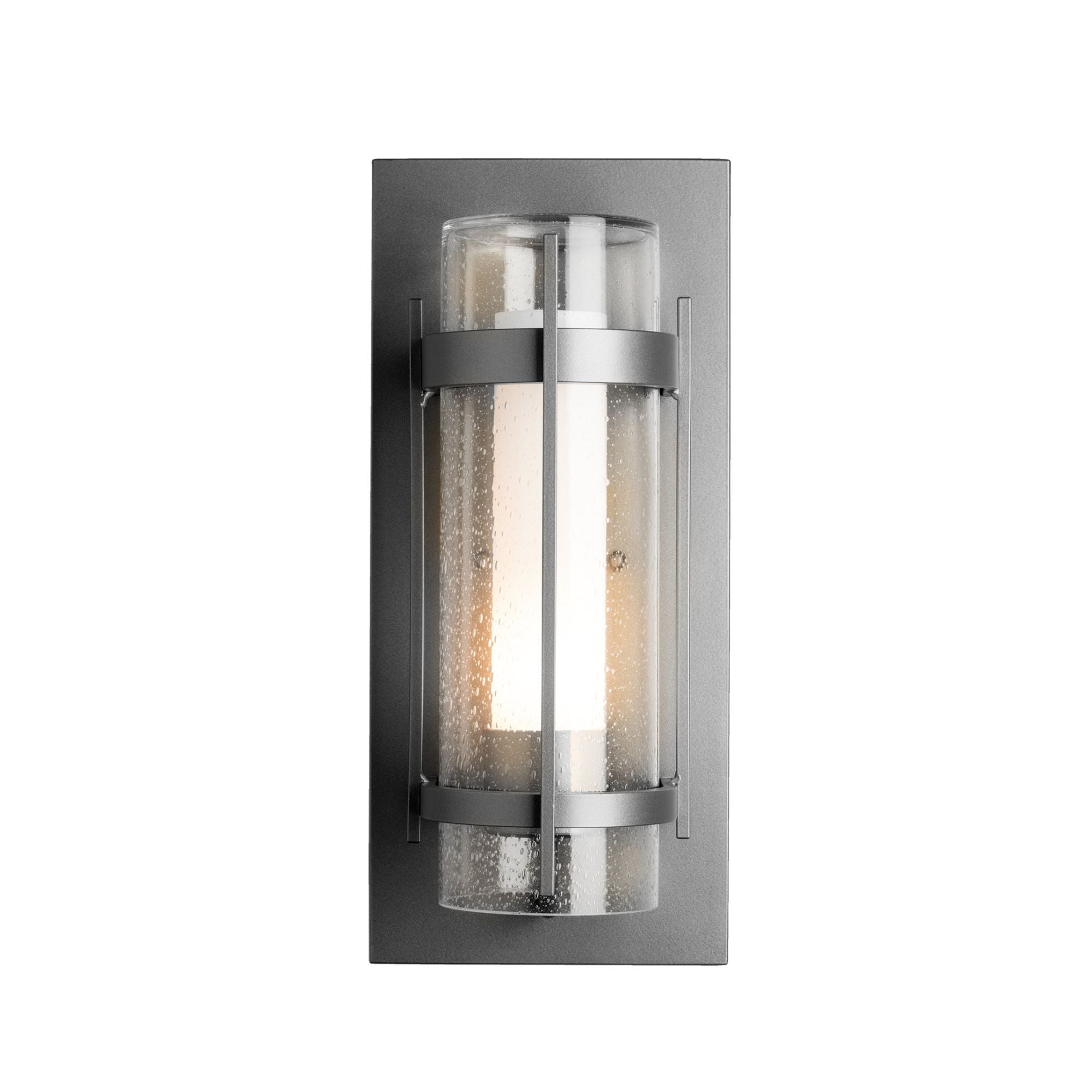 Torch Outdoor Sconce 1-Light Seeded Glass with Opal Diffuser (ZS) in Coastal Burnished Steel