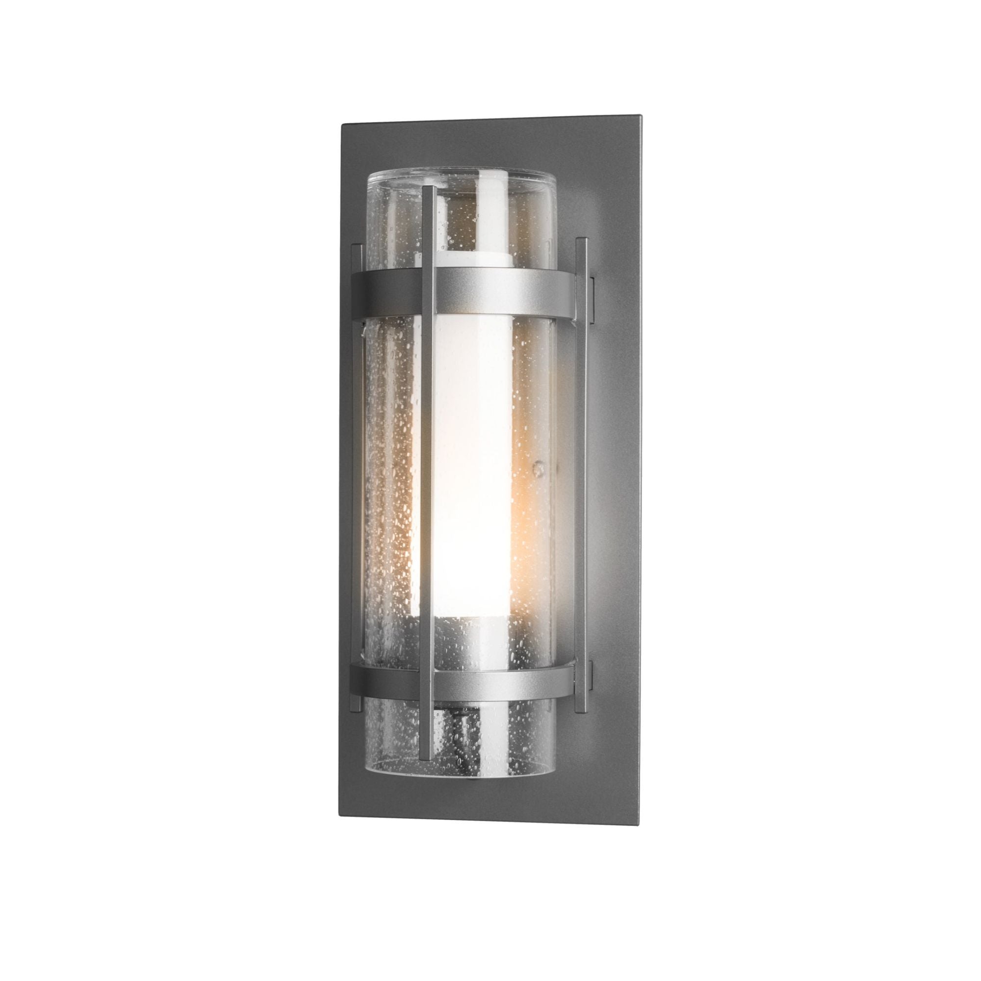 Torch Outdoor Sconce 1-Light Seeded Glass with Opal Diffuser (ZS) in Coastal Burnished Steel