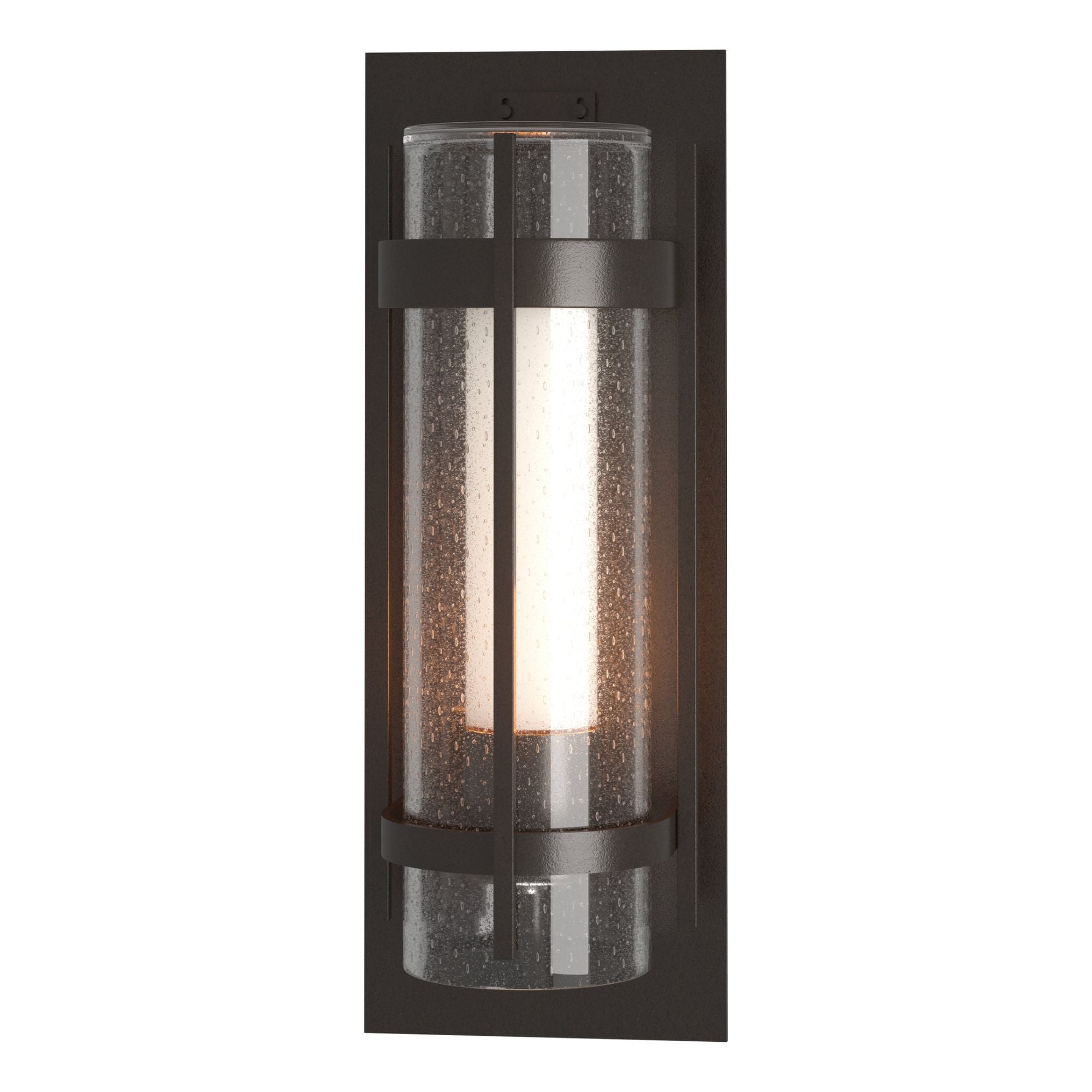 Torch Large Outdoor Sconce 1-Light Seeded Glass with Opal Diffuser (ZS) in Coastal Oil Rubbed Bronze