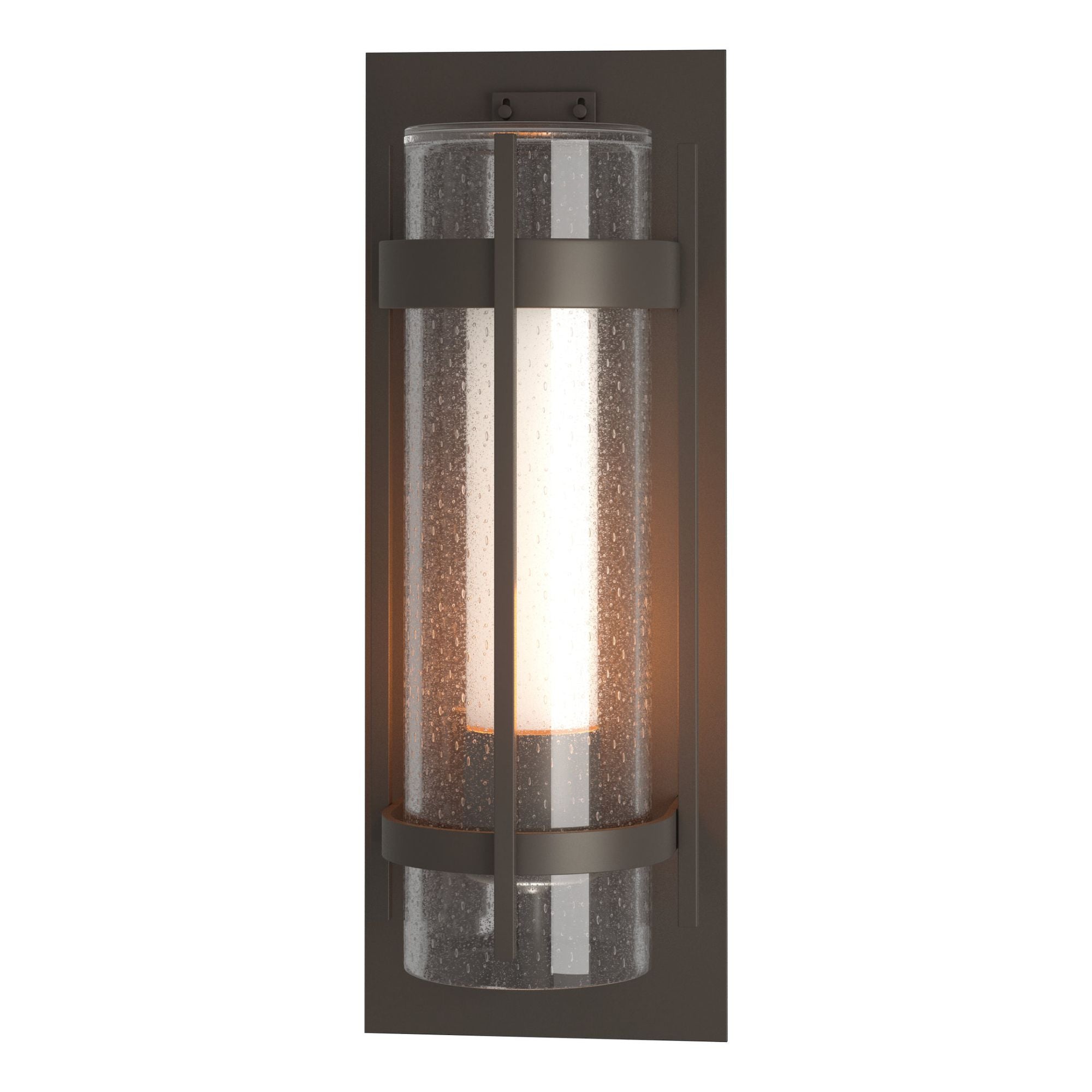 Torch Large Outdoor Sconce 1-Light Seeded Glass with Opal Diffuser (ZS) in Coastal Dark Smoke
