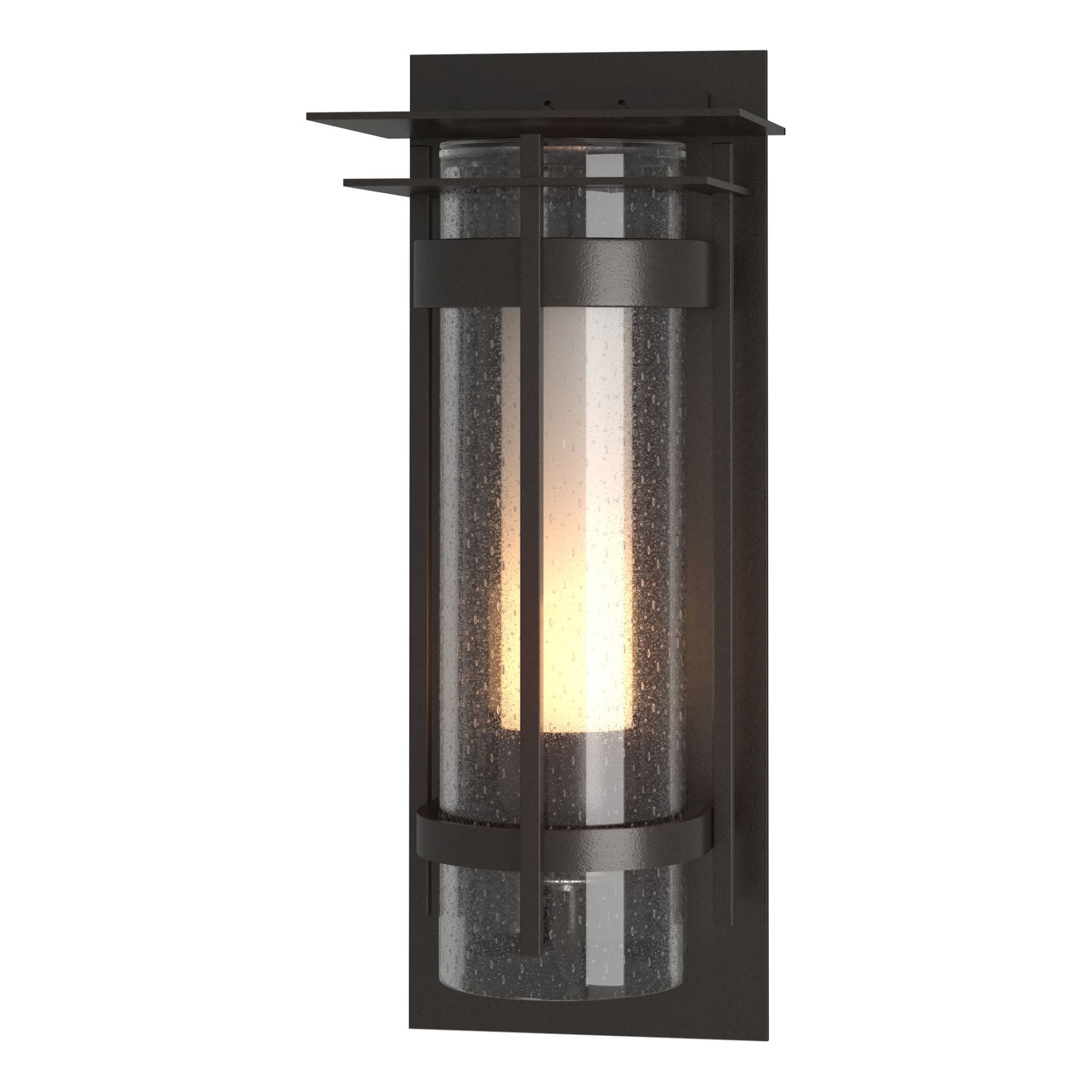 Torch XL Outdoor Sconce with Top Plate 1-Light Seeded Glass with Opal Diffuser (ZS) in Coastal Oil Rubbed Bronze