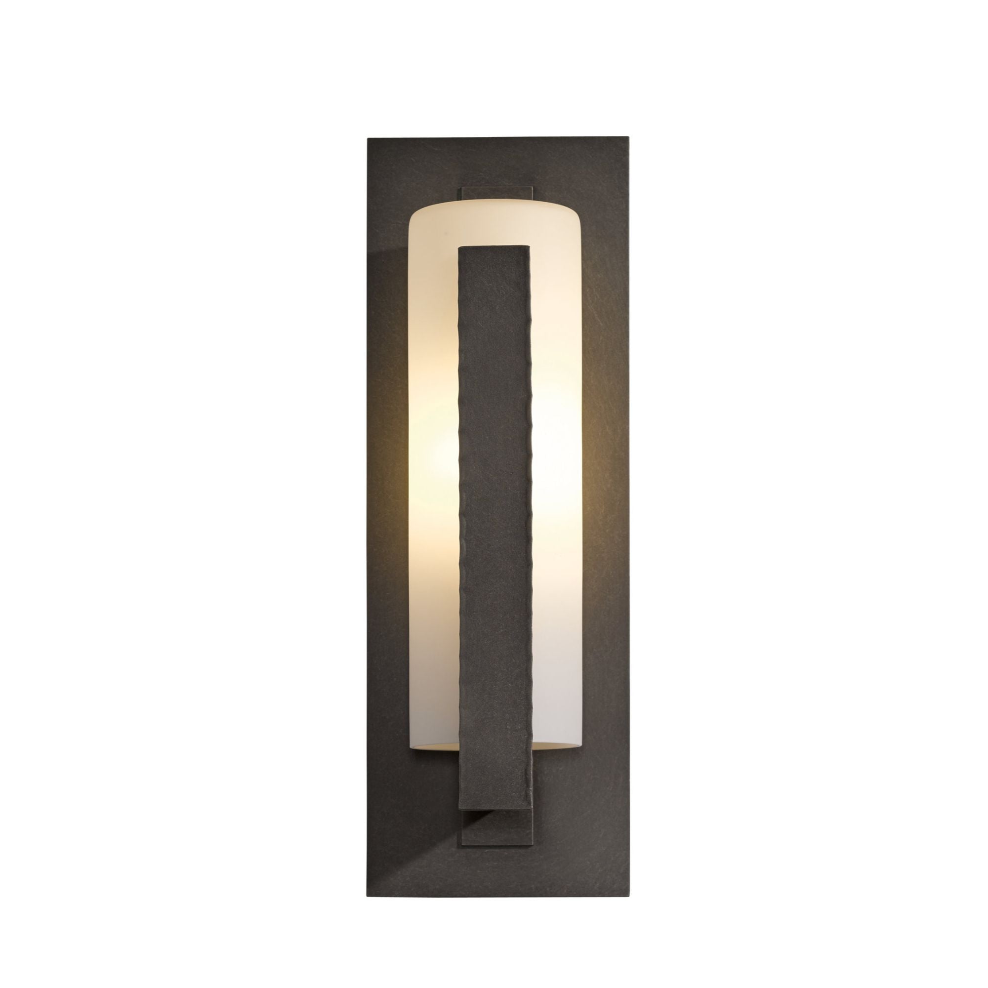 Forged Vertical Bars Outdoor Sconce 1-Light Opal Glass (GG) in Coastal Dark Smoke