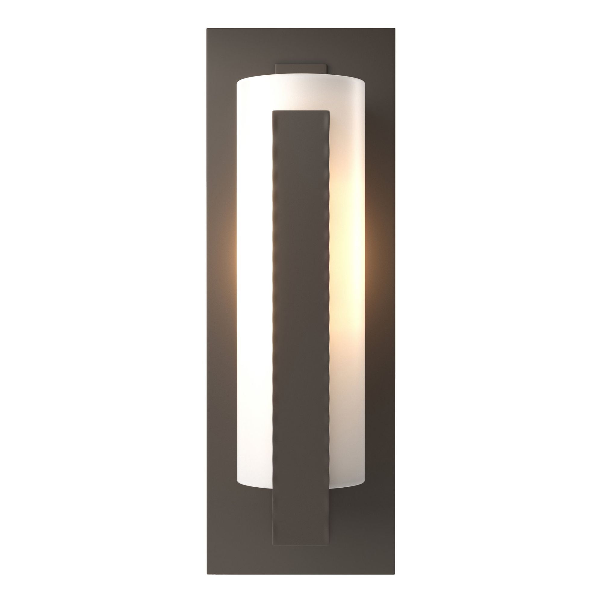 Forged Vertical Bars Outdoor Sconce 1-Light Opal Glass (GG) in Coastal Dark Smoke