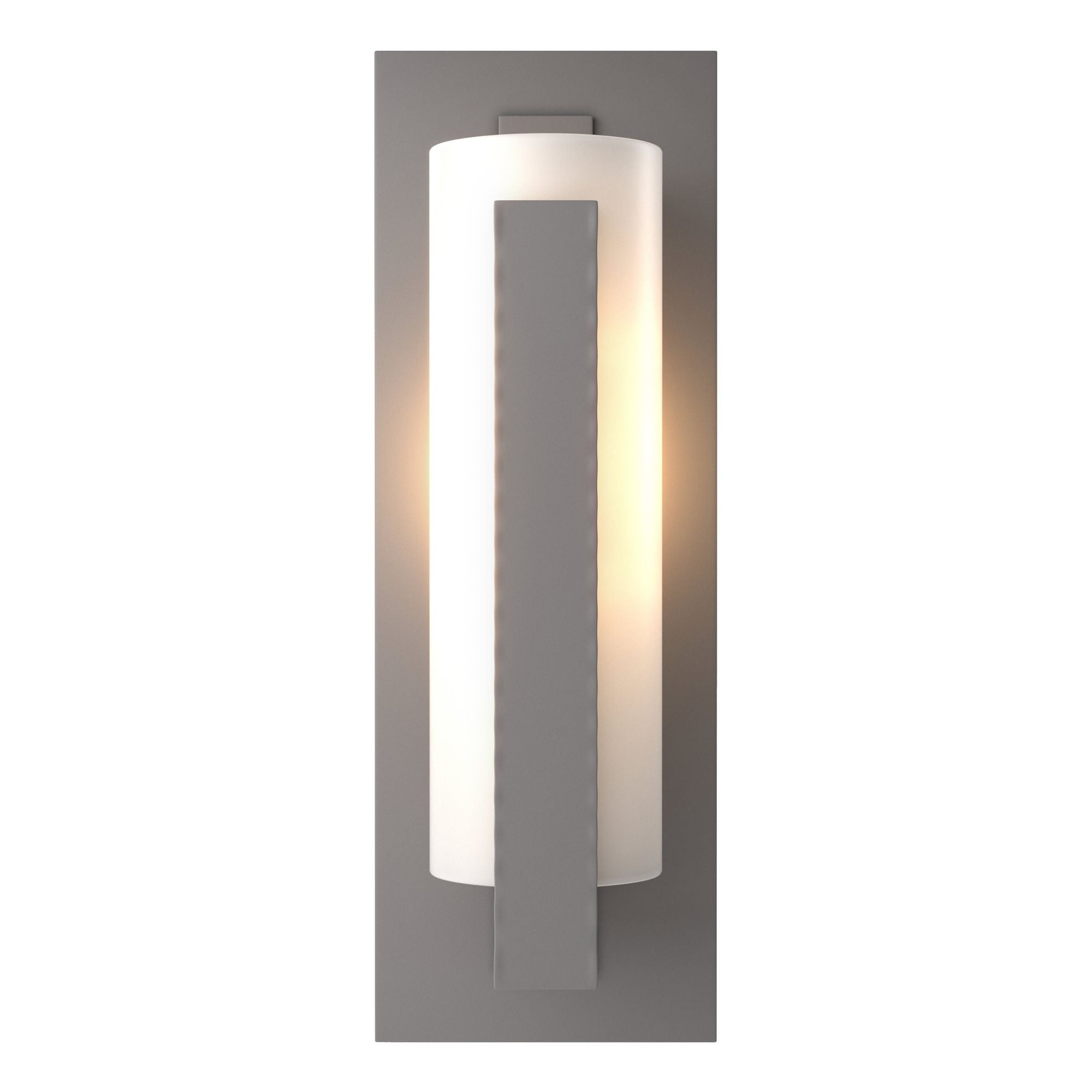 Forged Vertical Bars Outdoor Sconce 1-Light Opal Glass (GG) in Coastal Burnished Steel