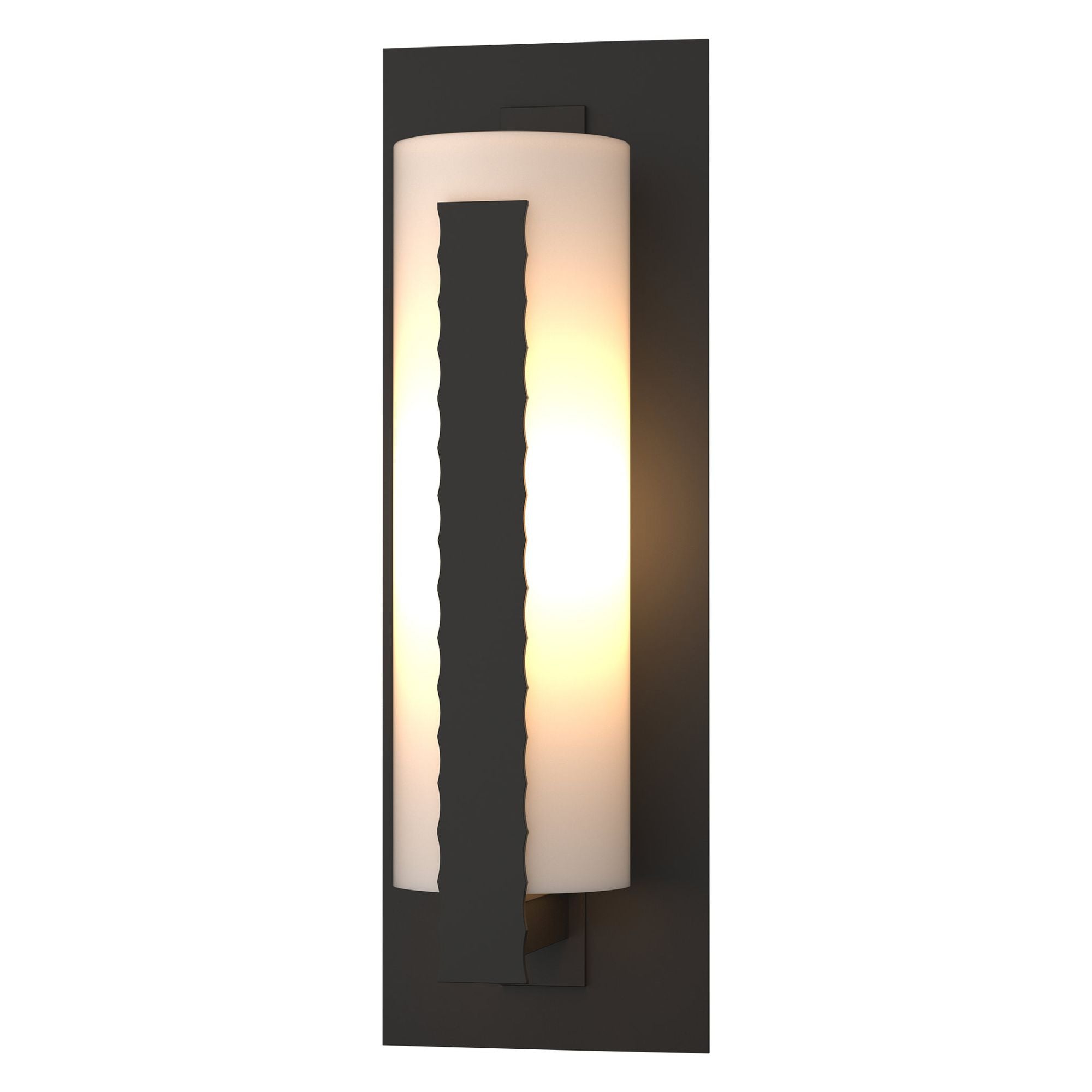 Forged Vertical Bars Large Outdoor Sconce 1-Light Opal Glass (GG) in Coastal Oil Rubbed Bronze
