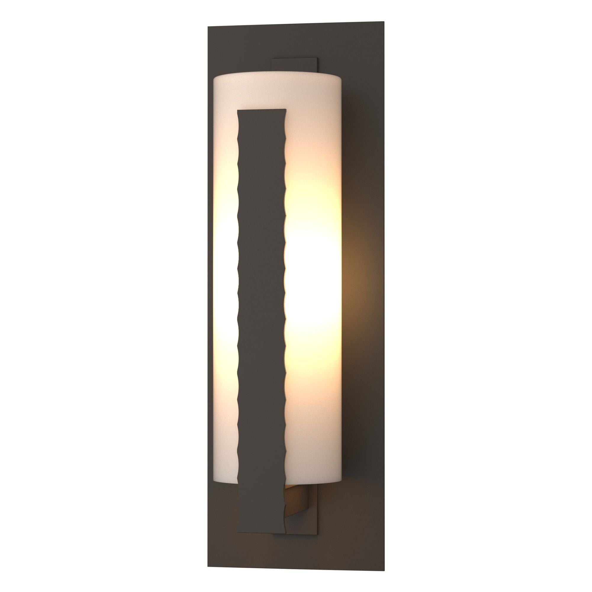 Forged Vertical Bars Large Outdoor Sconce 1-Light Opal Glass (GG) in Coastal Dark Smoke