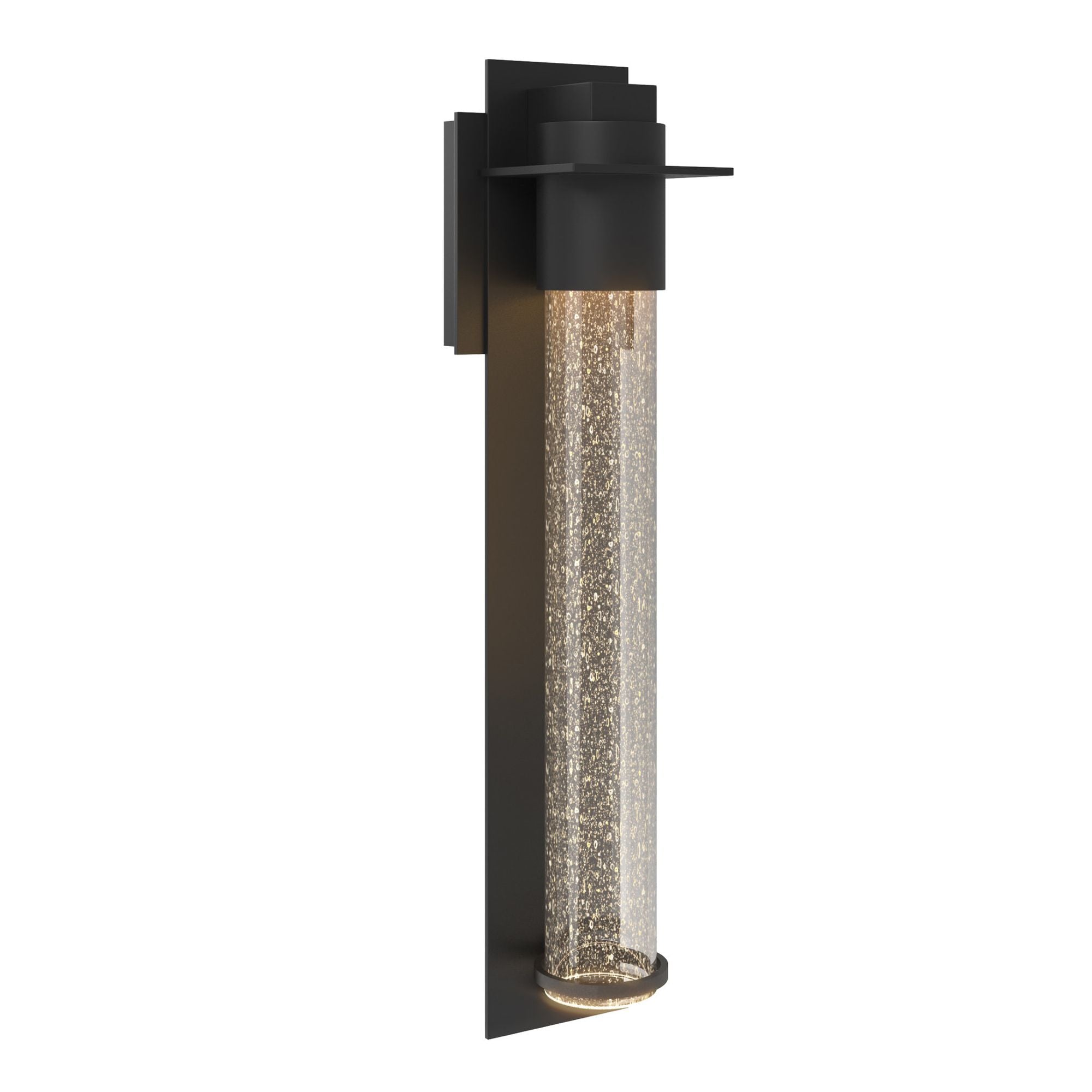Airis Small Dark Sky Friendly Outdoor Sconce 1-Light Seeded Clear Glass (II) in Coastal Black