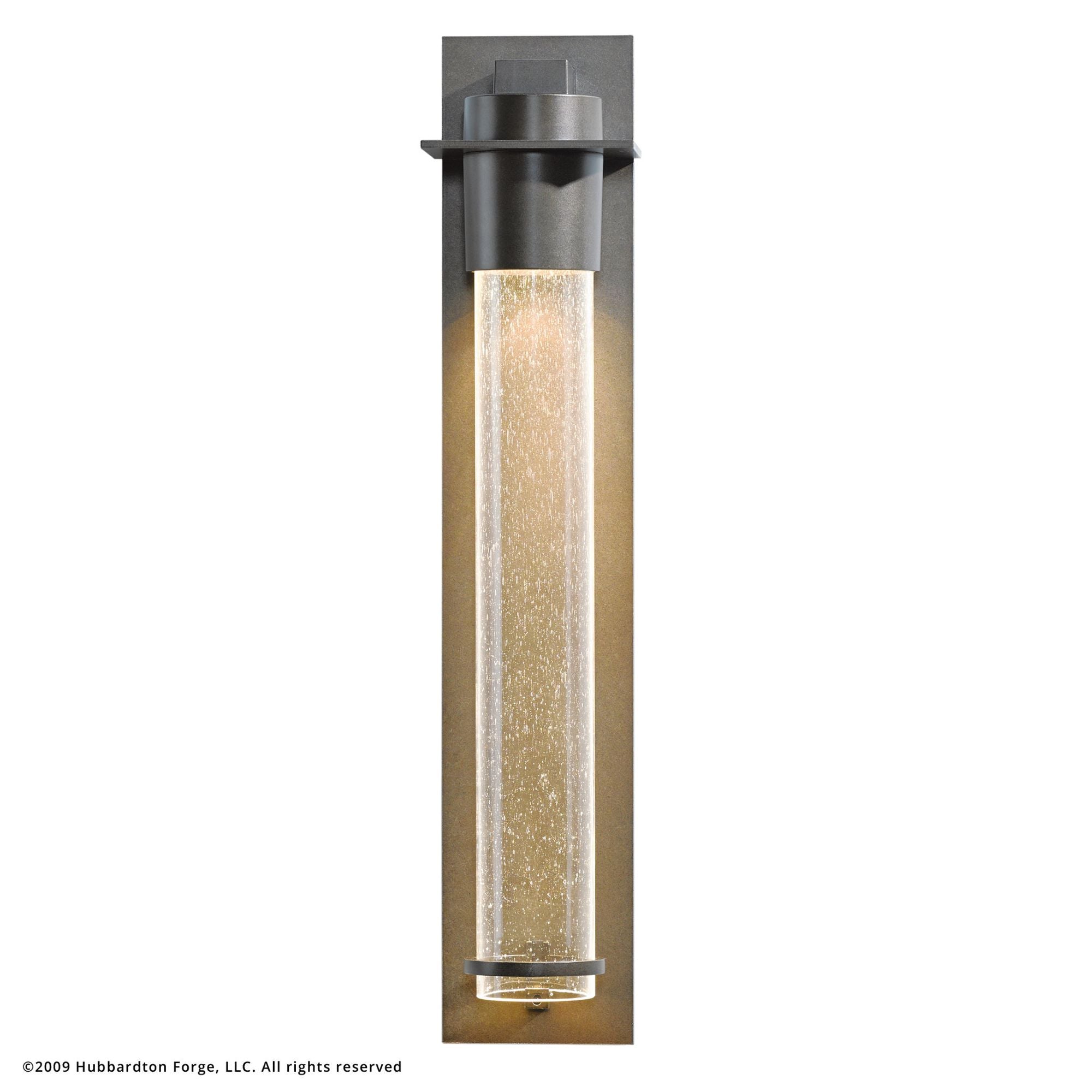 Airis Medium Dark Sky Friendly Outdoor Sconce 1-Light Seeded Clear Glass (II) in Coastal Burnished Steel