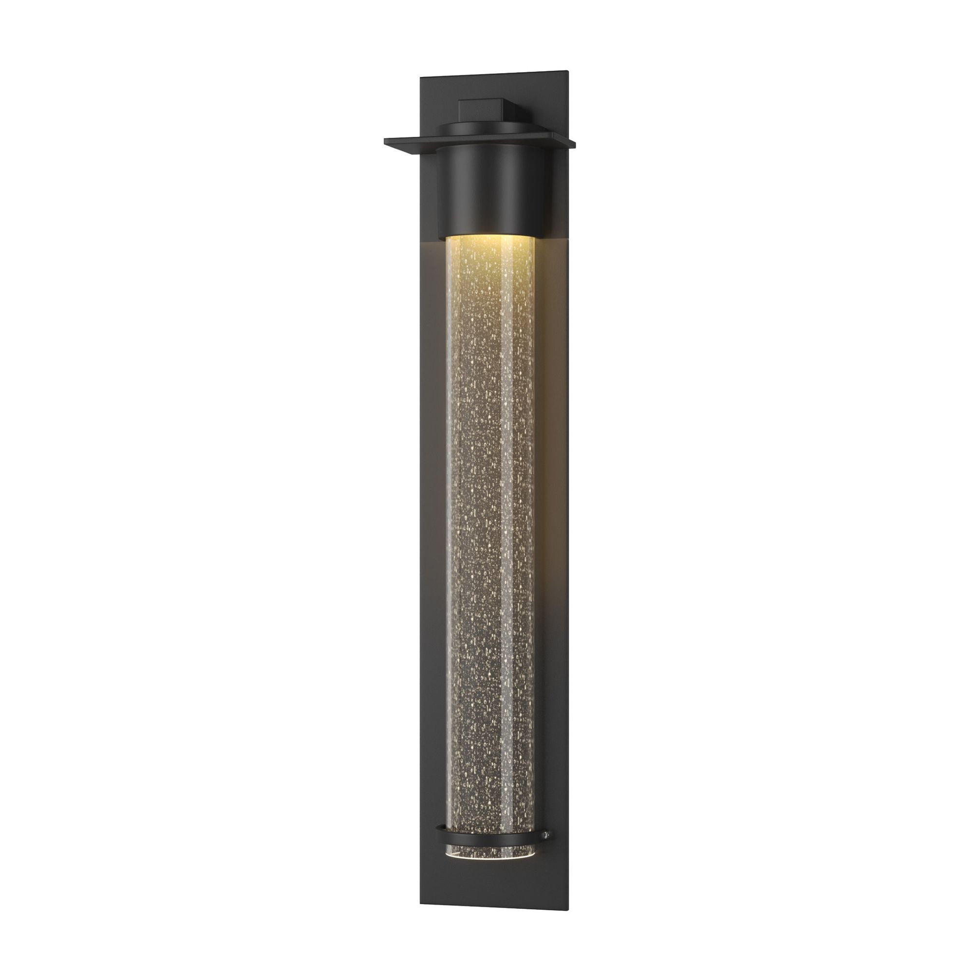 Airis Large Dark Sky Friendly Outdoor Sconce 1-Light Seeded Clear Glass (II) in Coastal Black