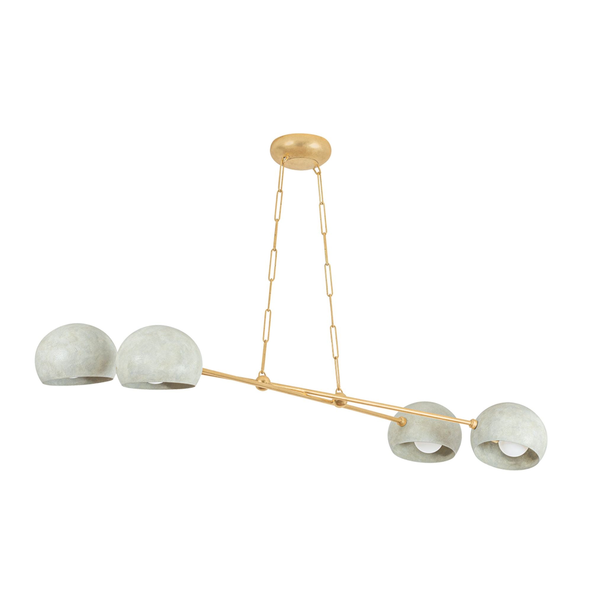 Turner 4-Light Chandelier in Vintage Gold Leaf 19.25L x 52W x 10.25H