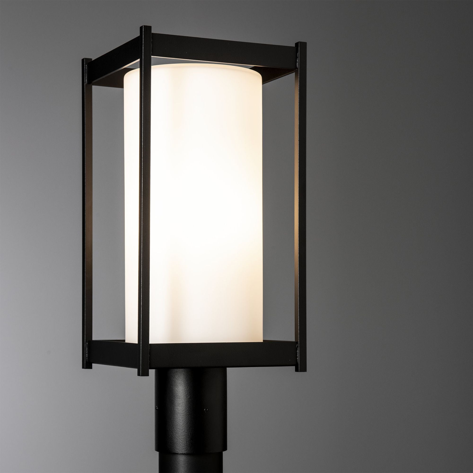 Cela Outdoor Post Light 1-Light Opal Glass (GG) in Coastal Black