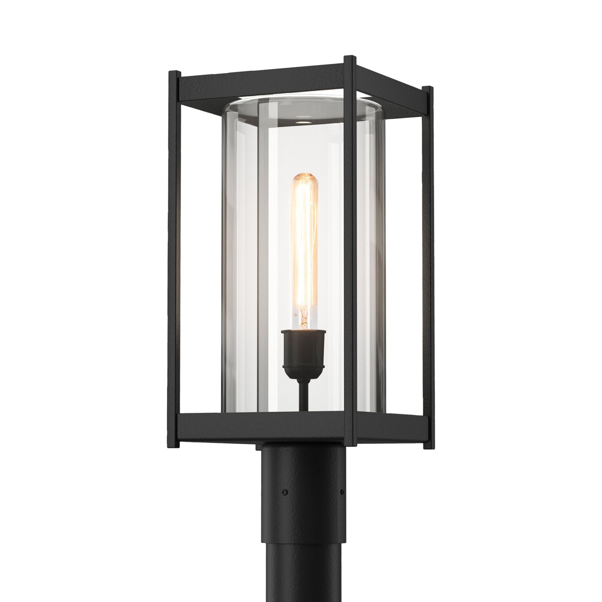 Cela Outdoor Post Light 1-Light Clear Glass (ZM) in Coastal Black