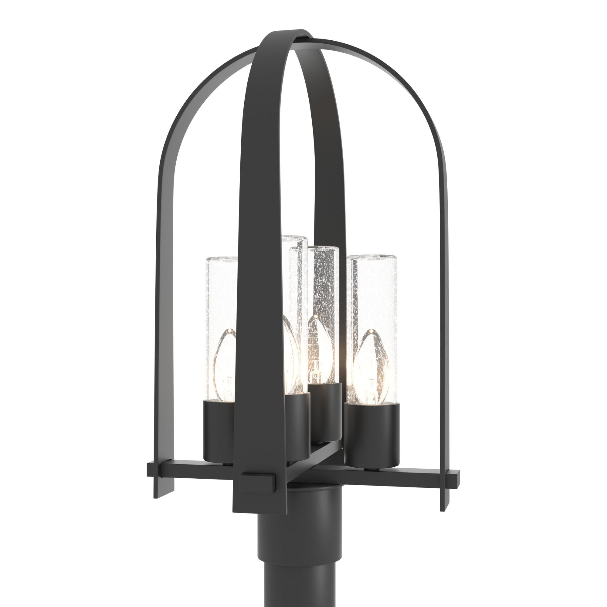 Triomphe Post Light 4-Light Seeded Clear Glass (II) in Coastal Black