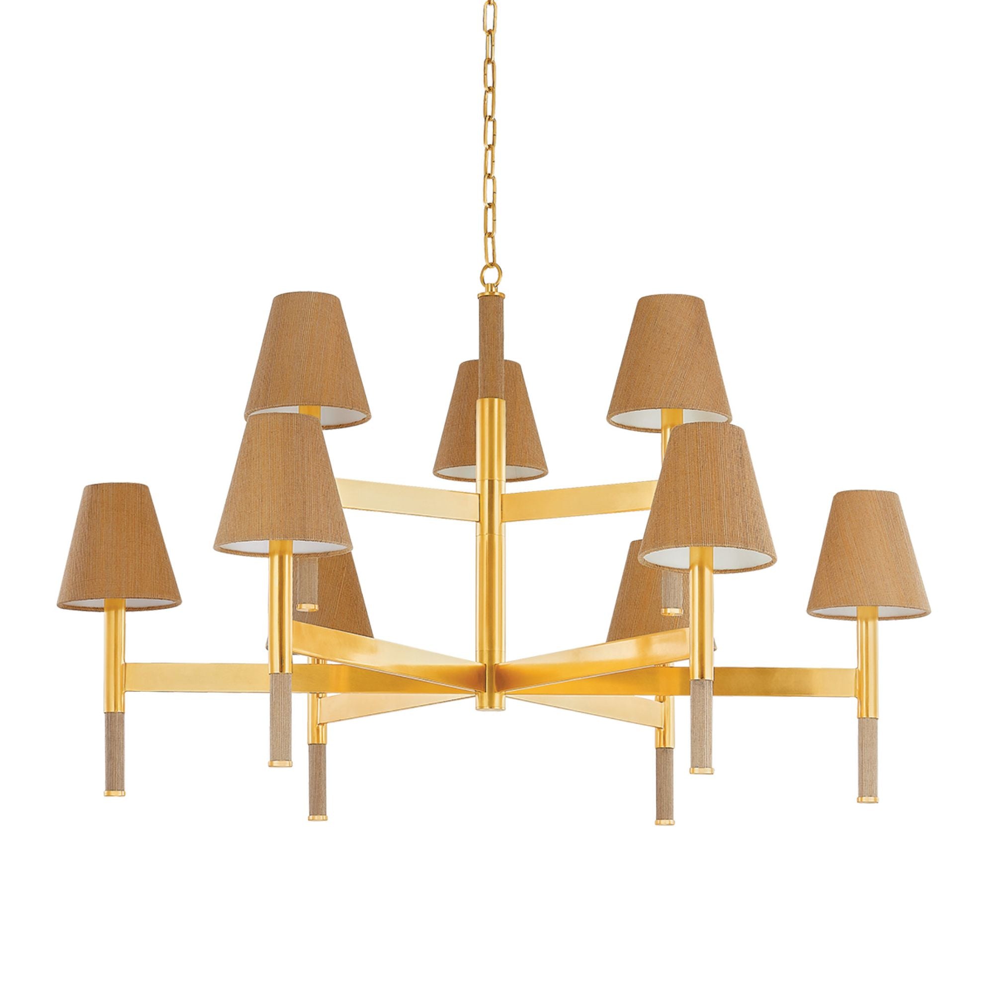 Lindenwood 9-Light Chandelier in Aged Brass 47.5W x 29.75H