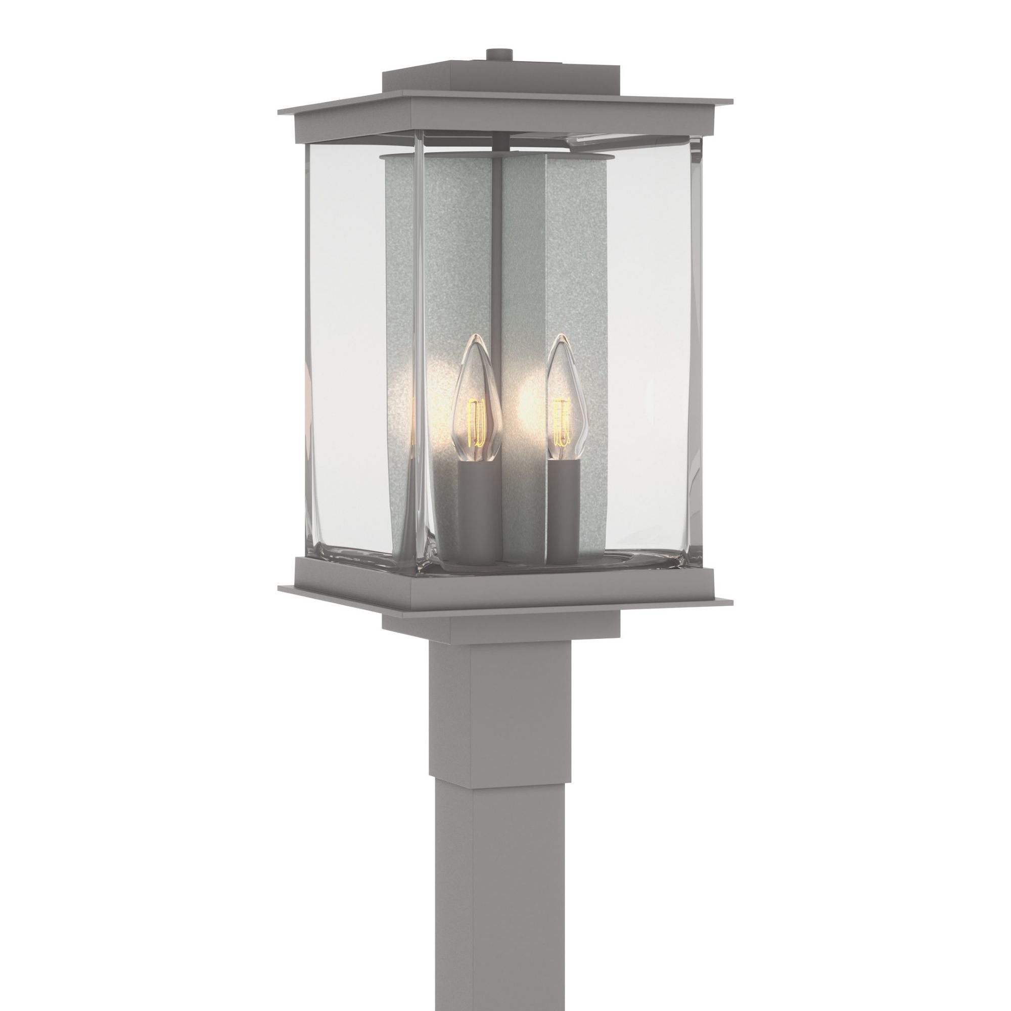 Kingston Outdoor Post Light 4-Light Translucent Vintage Platinum Accent Clear Glass (ZM) in Coastal Burnished Steel