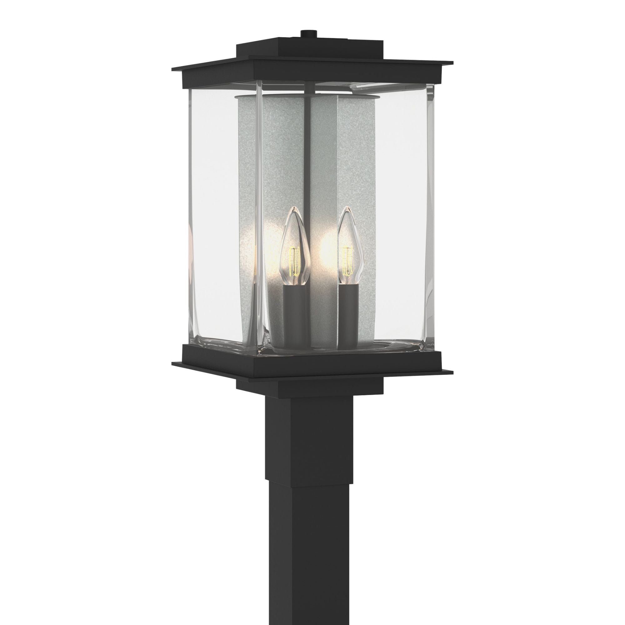 Kingston Outdoor Post Light 4-Light Translucent Vintage Platinum Accent Clear Glass (ZM) in Coastal Black