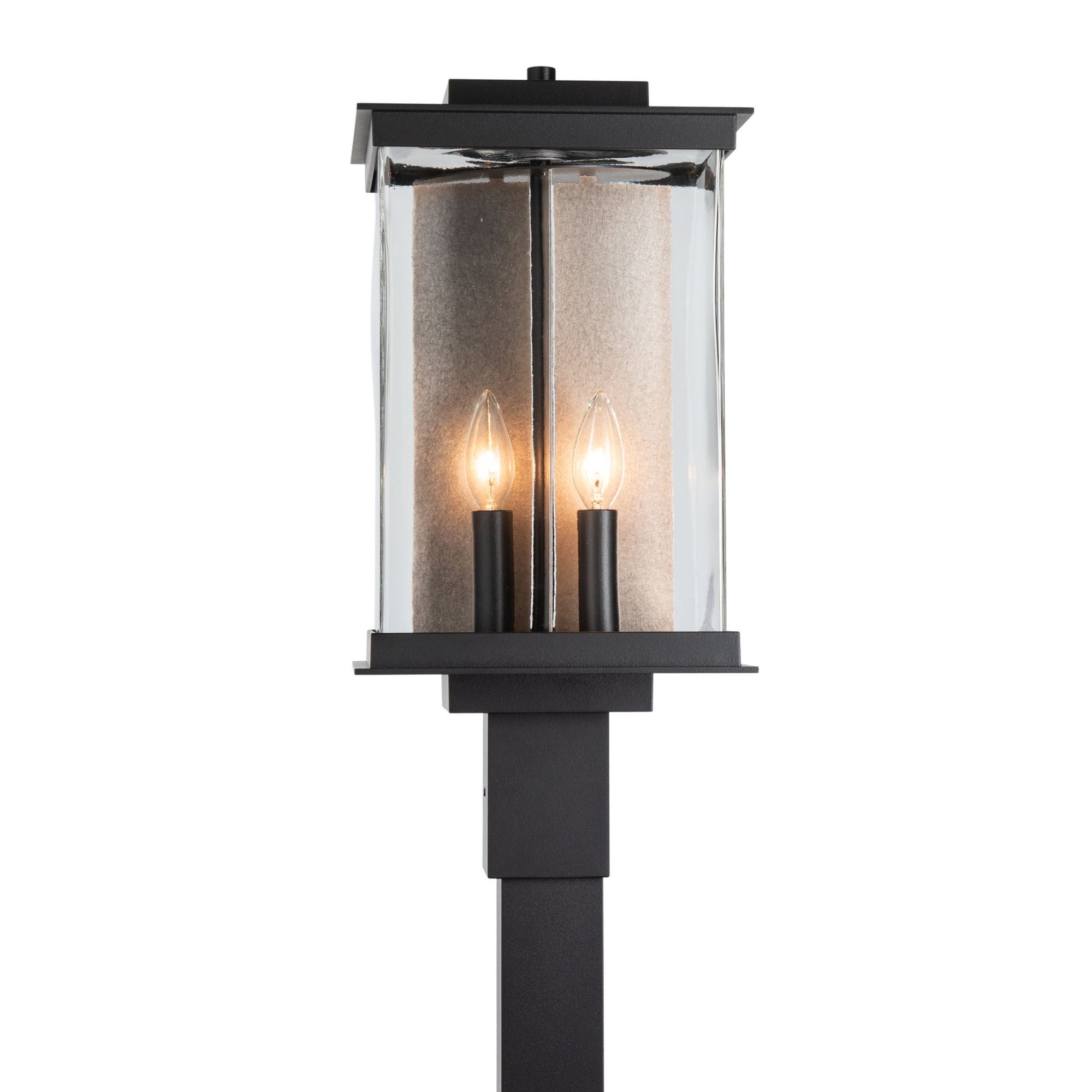 Kingston Outdoor Post Light 4-Light Translucent Soft Gold Accent Clear Glass (ZM) in Coastal Black